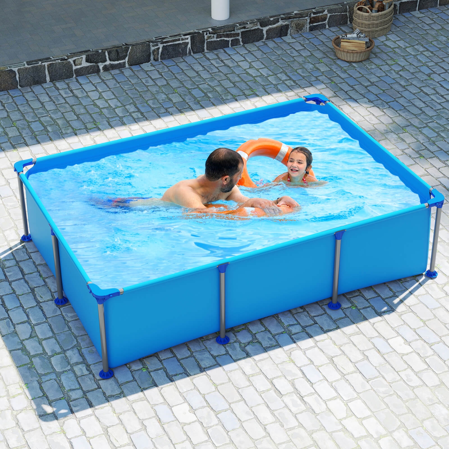Piscine familiale extérieure de 690 gal de Costway avec cadre en métal et tissu multicouche en PVC