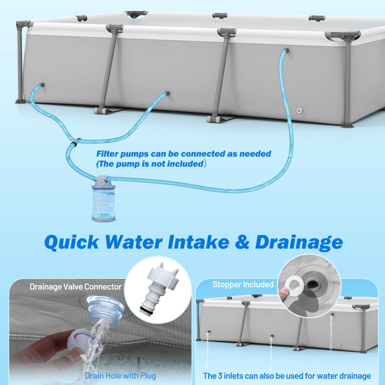 Costway 978 Gal Outdoor Family Swimming Pool with Metal Frame Multi-layer PVC Fabric