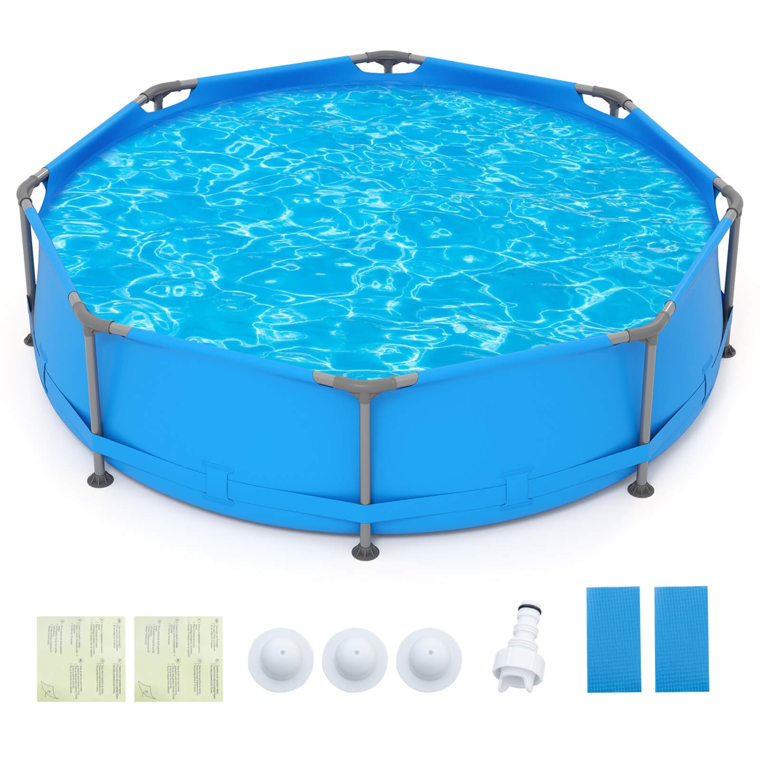 Piscine familiale extérieure de 1158 gal de Costway avec cadre en métal et tissu multicouche en PVC