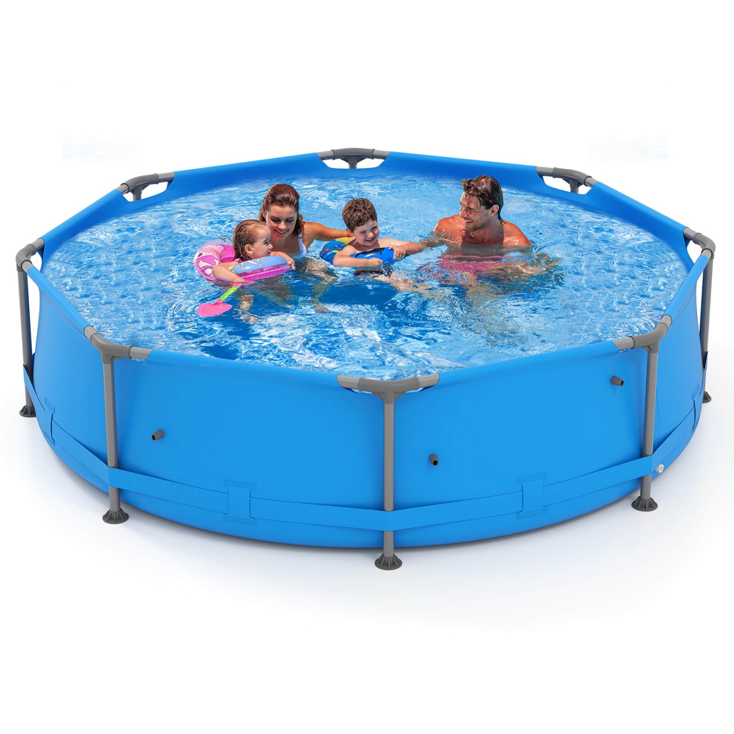 Piscine familiale extérieure de 1158 gal de Costway avec cadre en métal et tissu multicouche en PVC