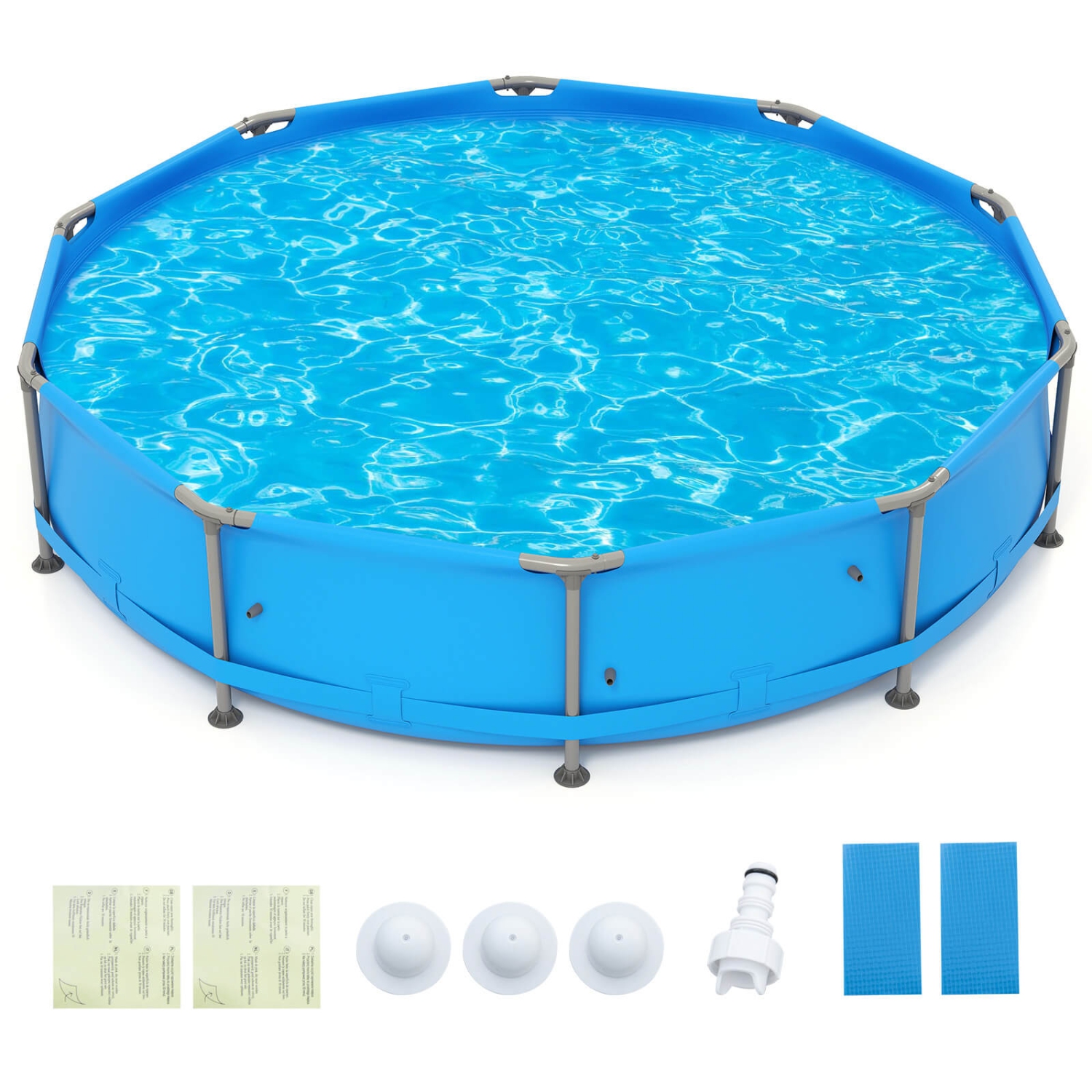 Piscine familiale extérieure de 1617 gal de Costway avec cadre en métal et tissu multicouche en PVC