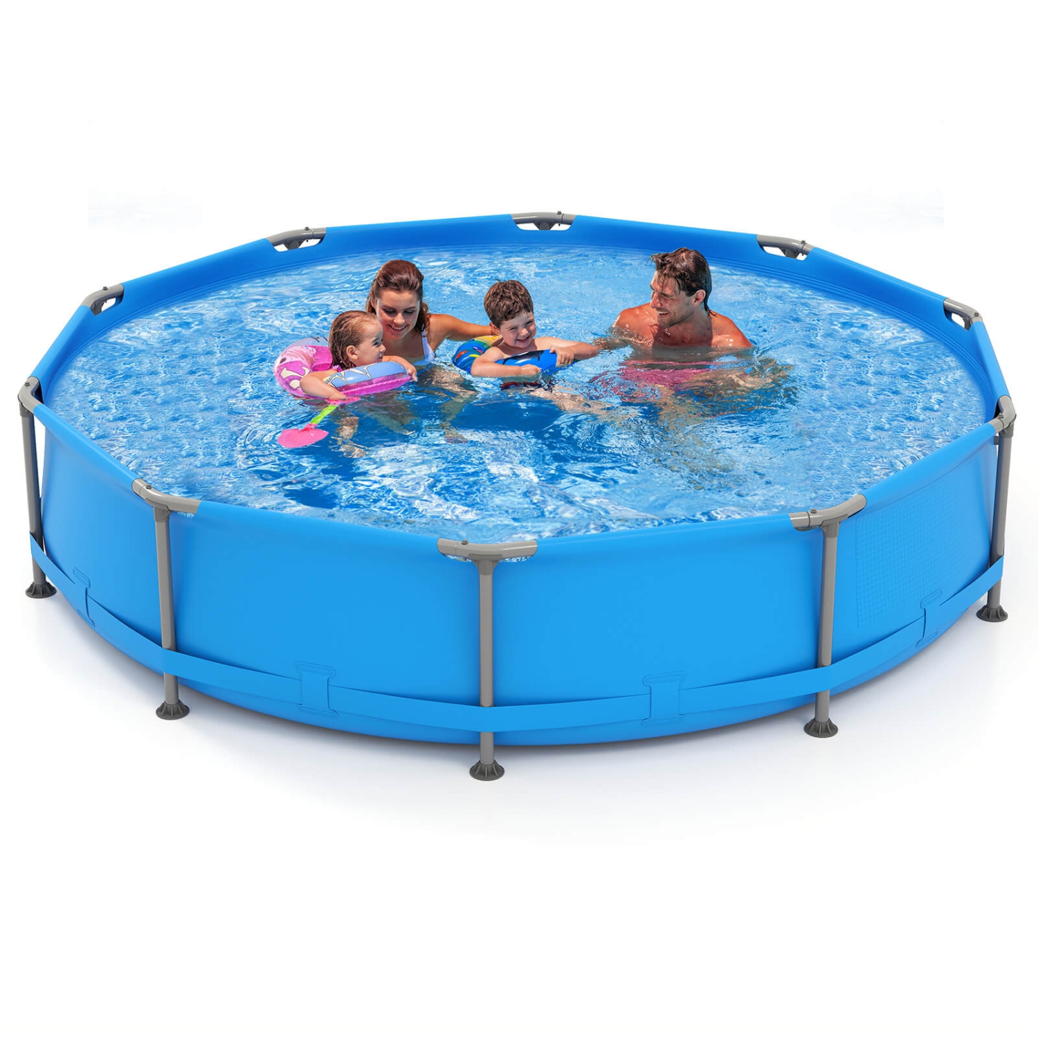 Piscine familiale extérieure de 1617 gal de Costway avec cadre en métal et tissu multicouche en PVC
