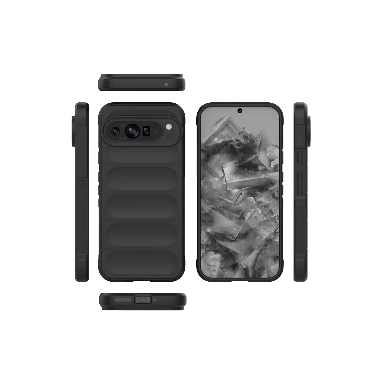 Color Liquid Silicone Matte Phone Case for Google Pixel 9 pro Skin Feel Armor Shockproof Protect Soft Cover - Black
