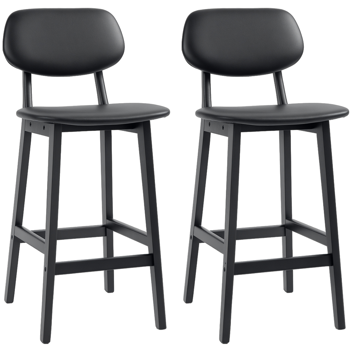 HOMCOM – Ensemble de 2 tabourets de bar modernes à hauteur de comptoir recouverts de cuir PU, chaises de bar pour cuisine avec repose-pieds et pattes