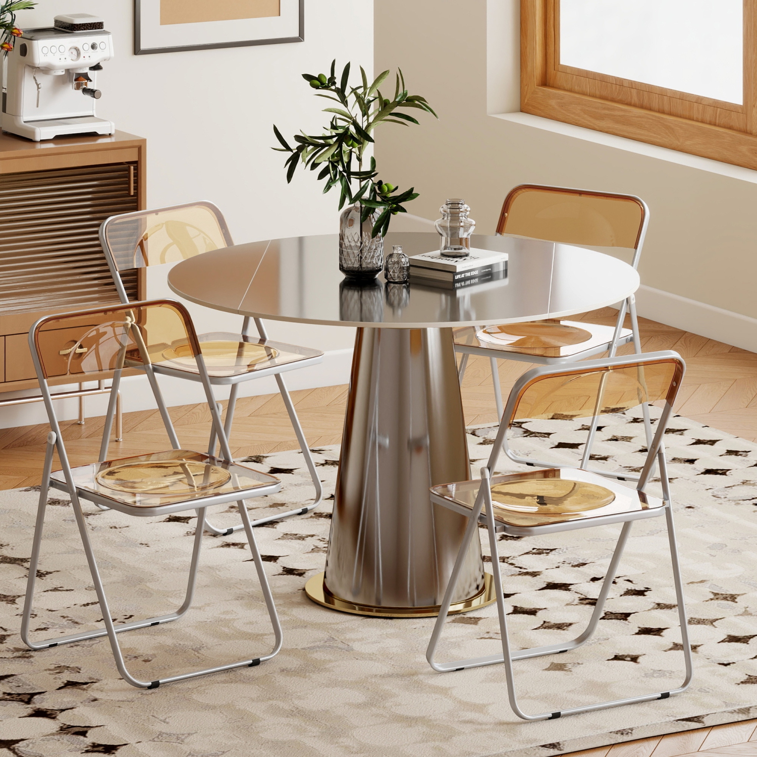 4 Chaises Pliantes Transparentes Acrylique - Design Moderne, Pliables Ultra-plates (4,5 Cm) - Porte 120 Kg - 11