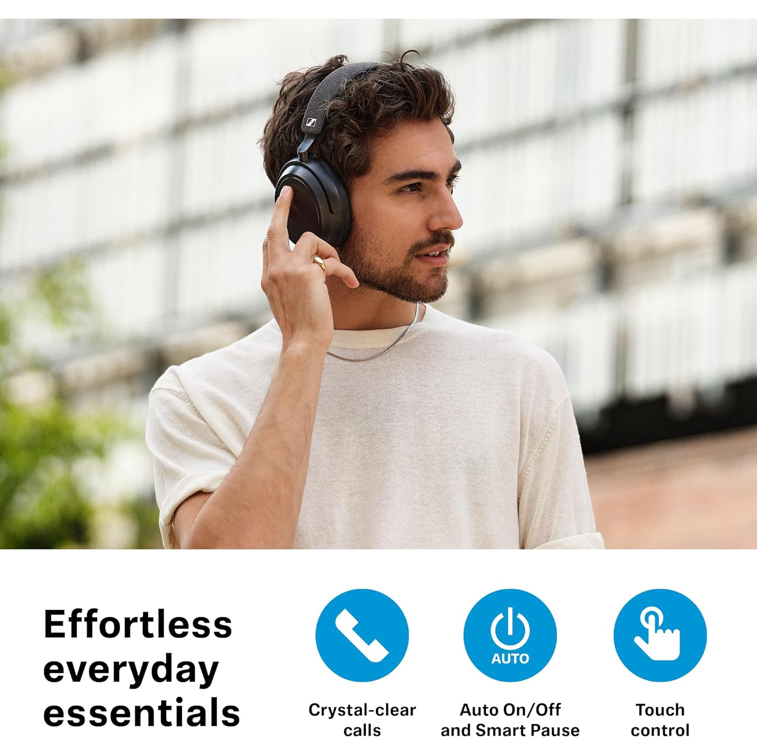 Casque d'écoute sans fil Momentum 4 de Sennheiser - Casque Bluetooth pour appels limpides, suppression adaptative du bruit, autonomie 60 h -