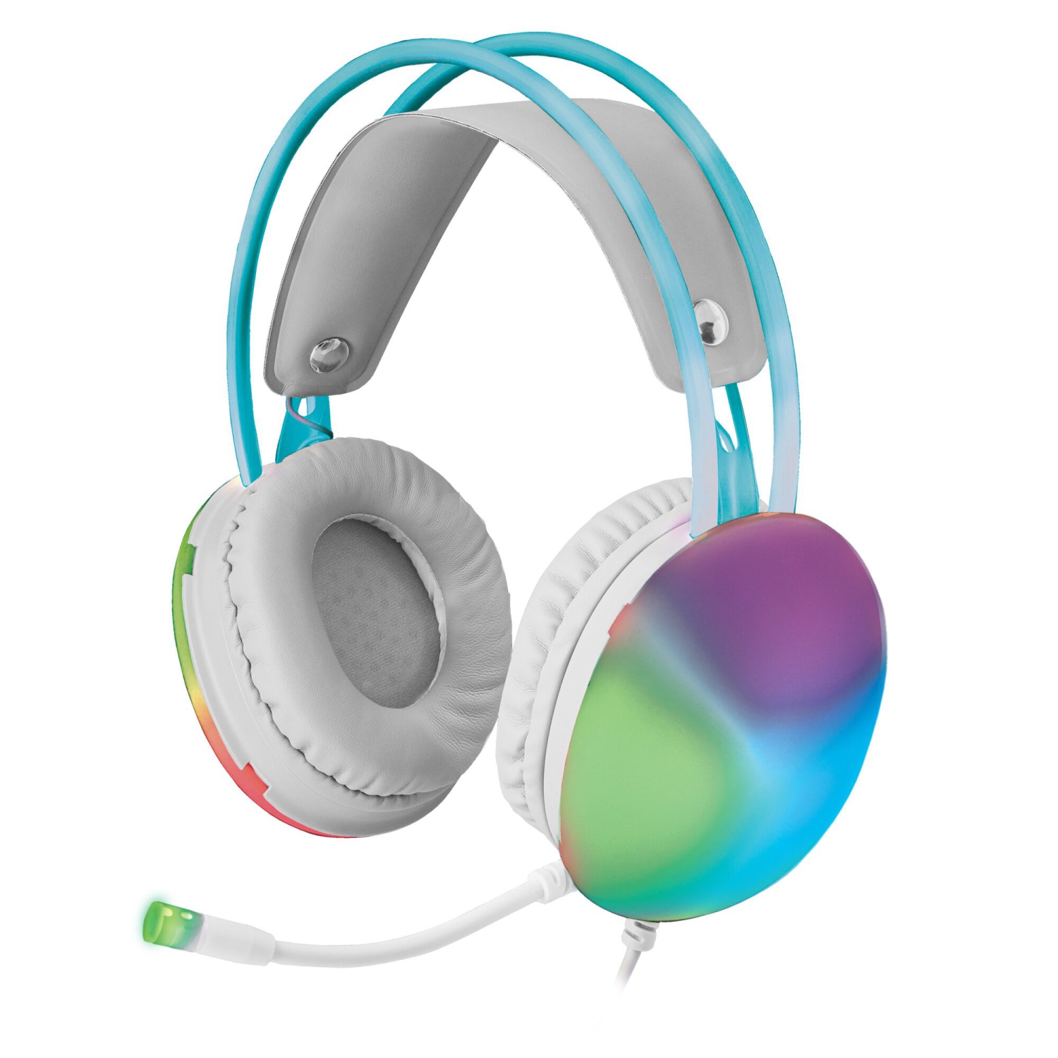 Wired Rainbow Multicolor Gaming Headset w/ Microphone: Stereo Surround, Bluetooth, 50mm Drivers, Xtreme Lightweight (PS4/PS5/Mac/Xbox/PC)