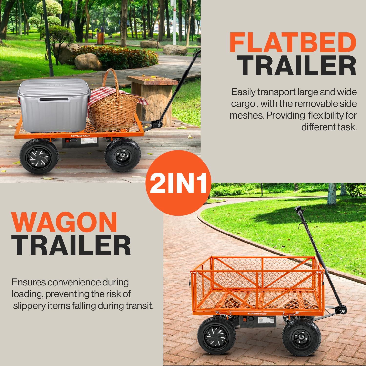 SuperHandy Electric-Assist Garden Cart