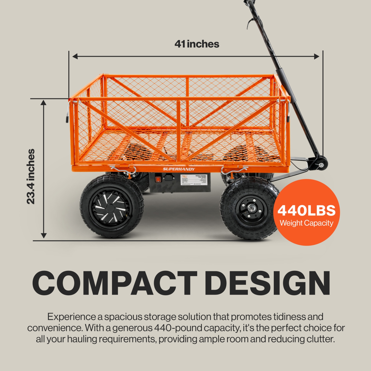 SuperHandy Electric-Assist Garden Cart