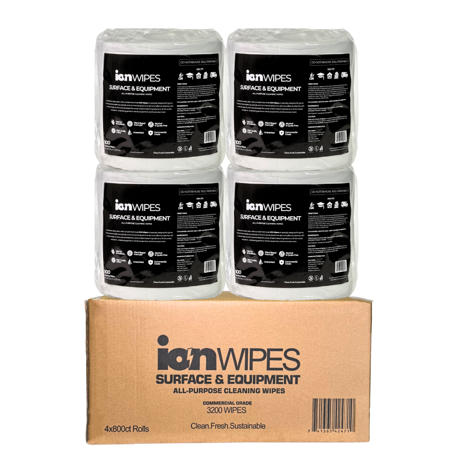 ION Wipes Surface & Equipment Cleaning Wipes, 3200 Count Gym Wipes, Suitable for Fitness Center, Pilates Studios, Schools, Offices & Commercial Use 4