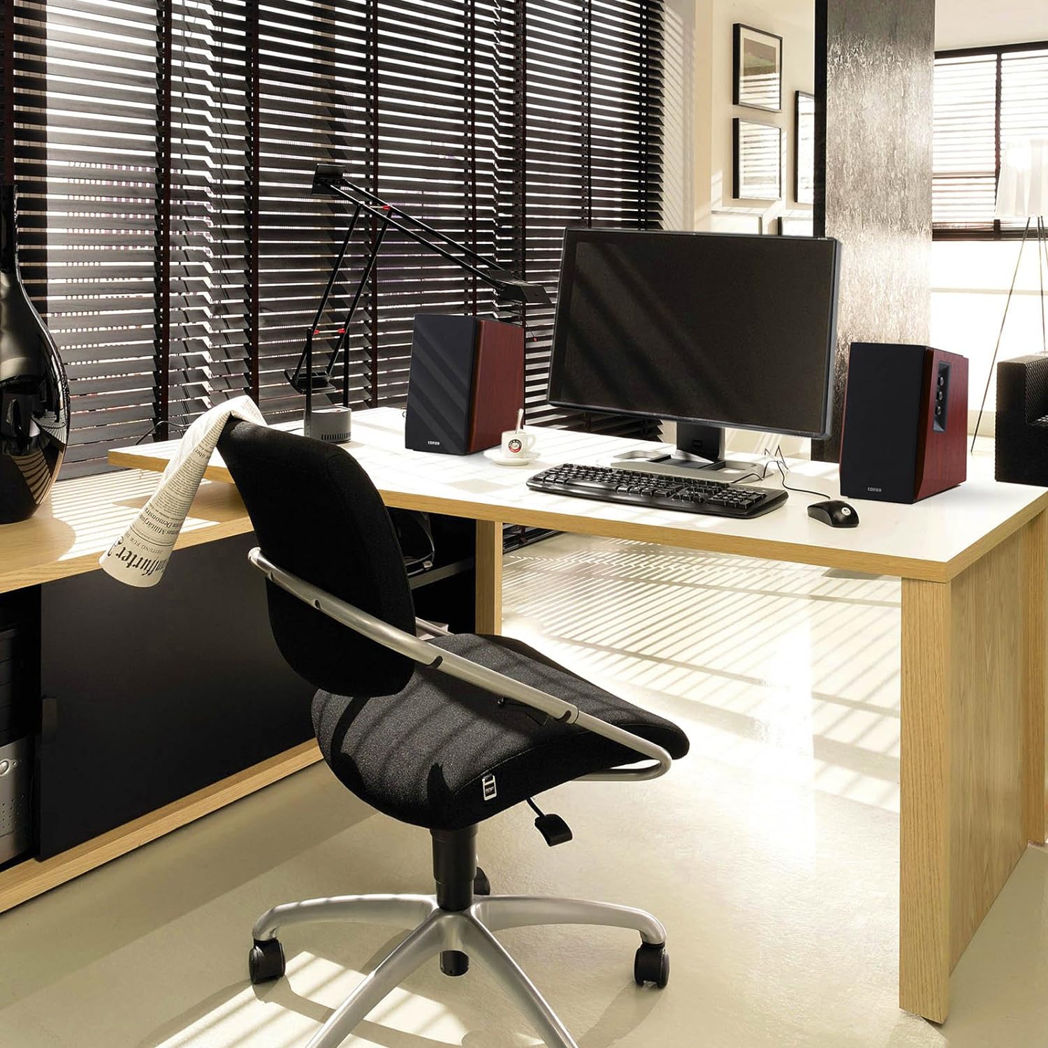 Edifier R1700BT Bluetooth Bookshelf Speakers - Black and Walnut