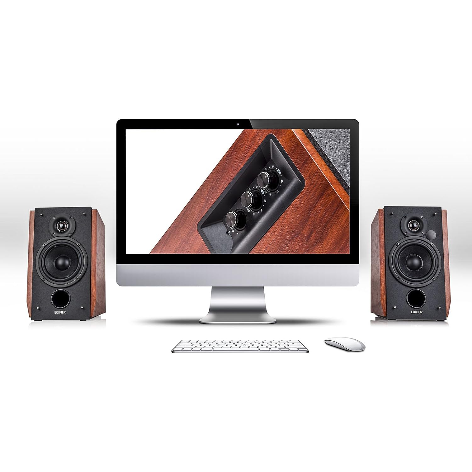 Edifier R1700BT Bluetooth Bookshelf Speakers - Black and Walnut