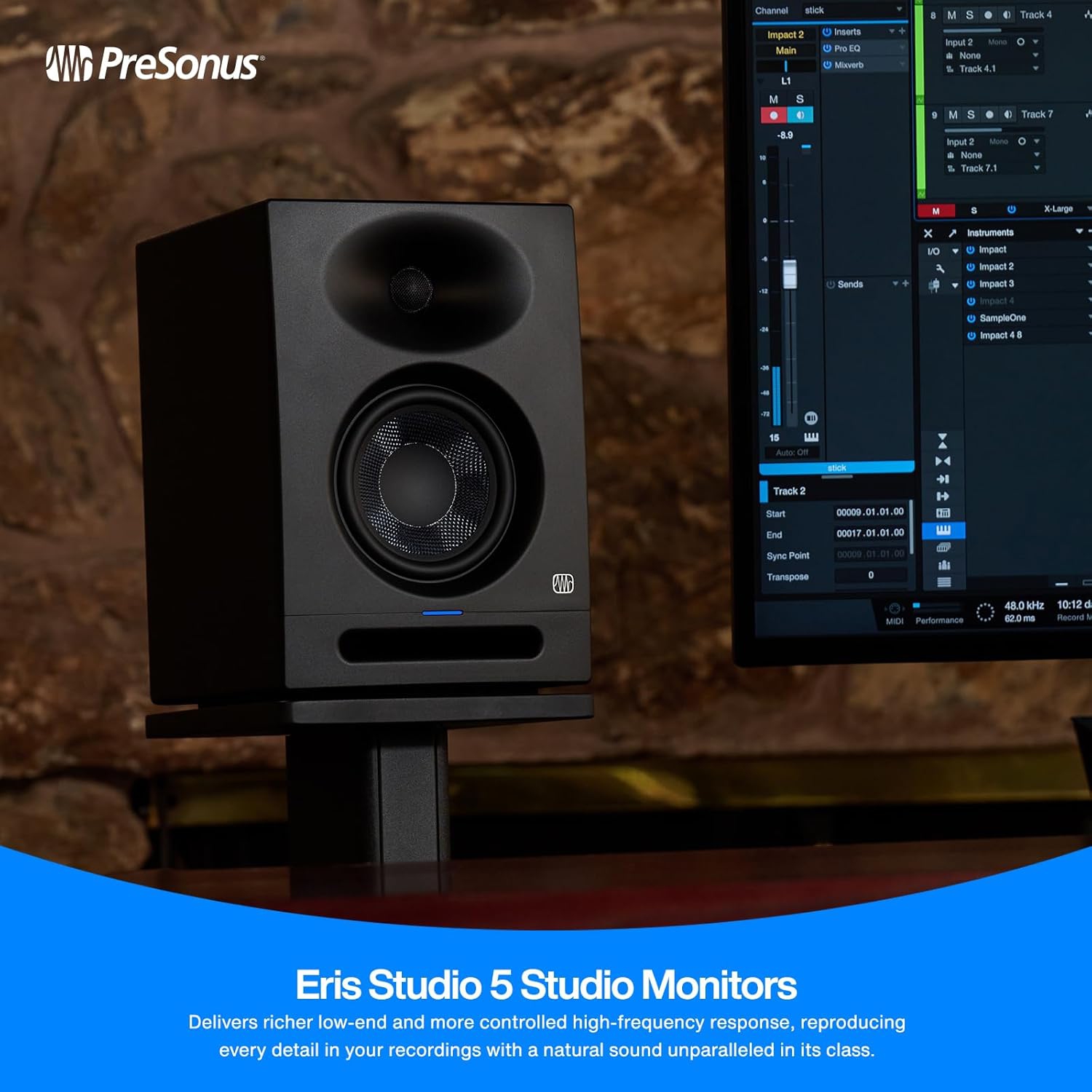 PreSonus ERIS-STUDIO5 Eris Studio 5 Compact 5" 80W Studio Monitor with EBM Waveguide