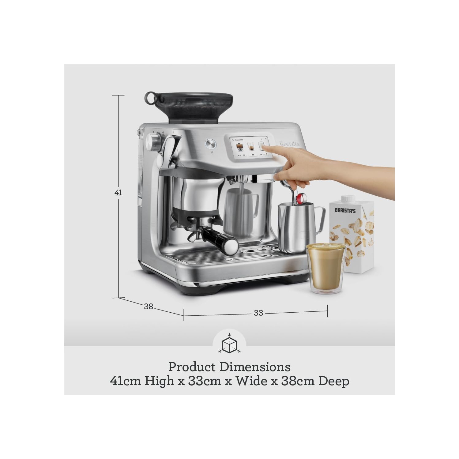 Boîte ouverte – Machine à espresso Barista Touch Impress de Breville avec moussoir à lait et moulin à café - Acier inoxydable