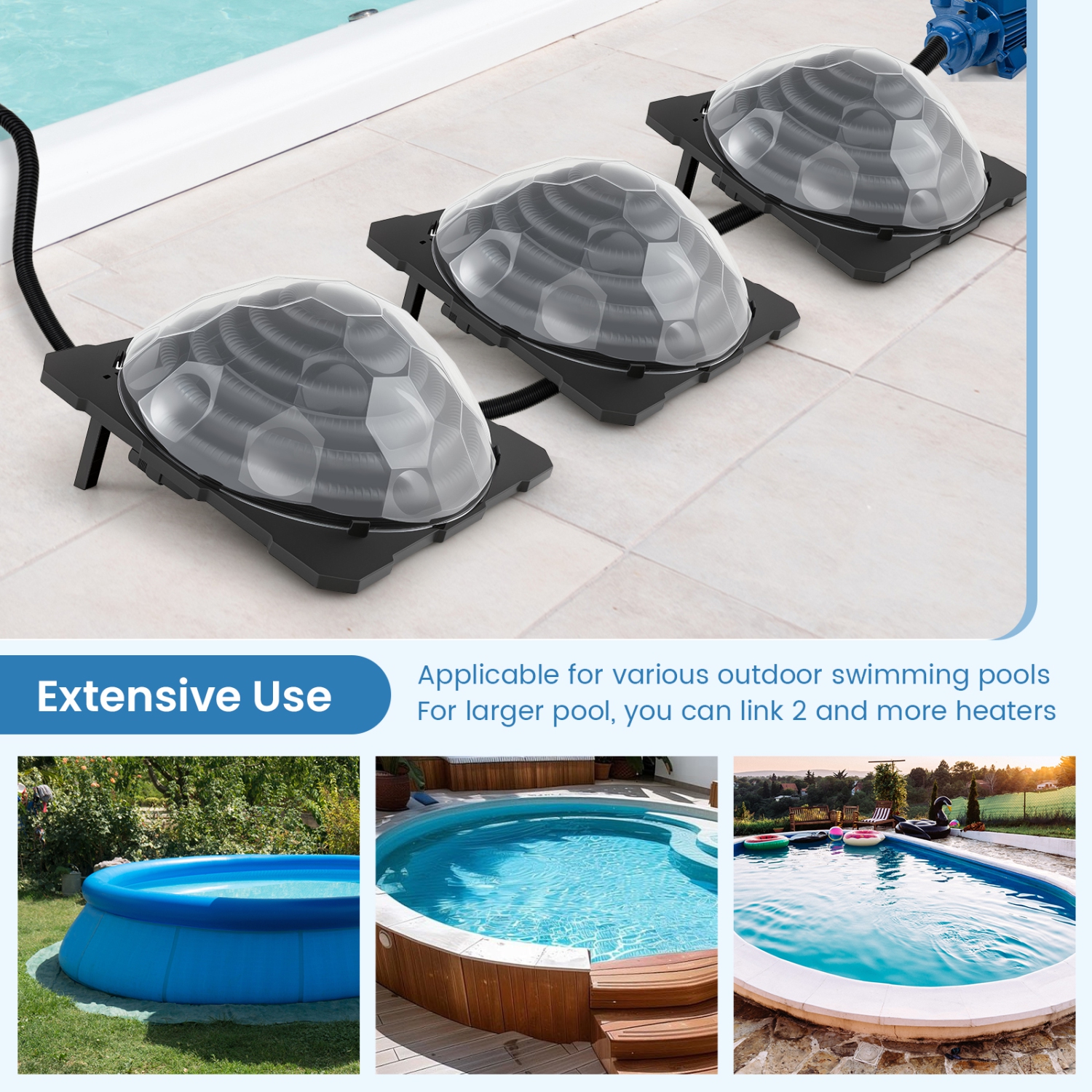 Gymax 3PCS Colar Dome Heater w/ Transparent Cover Black Heating Coil Foldable Legs