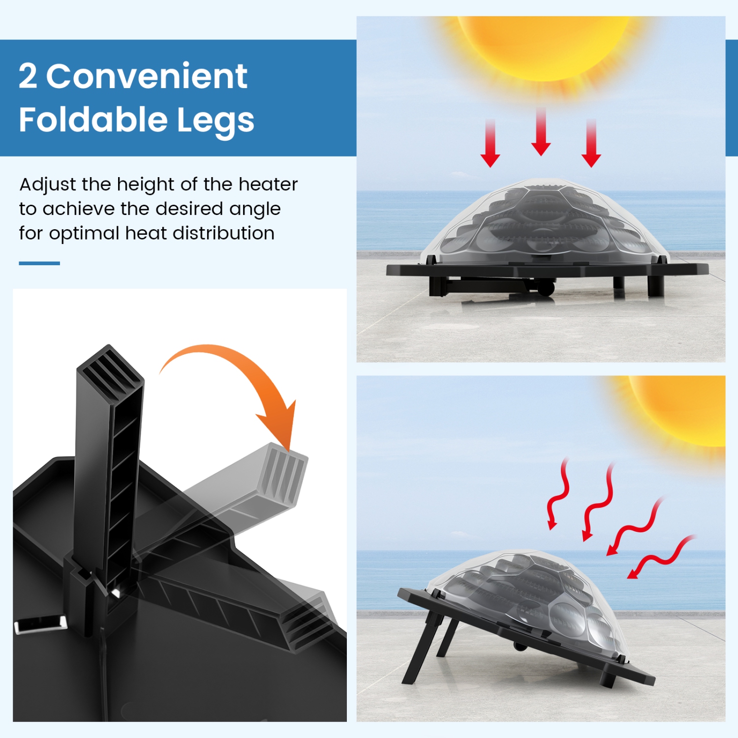 Gymax 2PCS Colar Dome Heater w/ Transparent Cover Black Heating Coil Foldable Legs