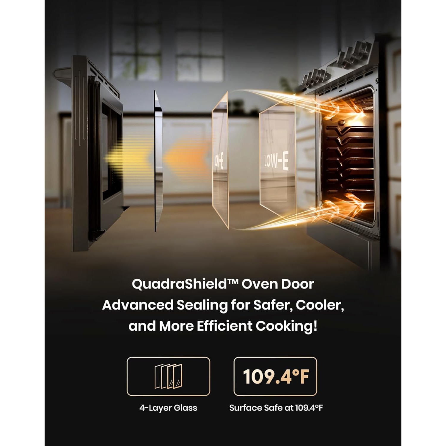 FOTILE RES30552 Stainless Steel 30" SlideIn Electric Range with True Convection and Air Fry, 5-Burner Stove, 5.7 Cu. Ft. Oven, Self-Cleaning Mode,