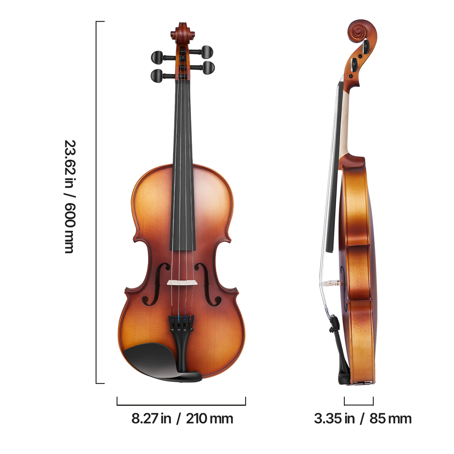 Violon pleine grandeur VEVOR 4/4 pour adultes, ensemble de violon pour étudiant débutant avec étui rigide, rosine, boucle, épaulement, pont, cordes