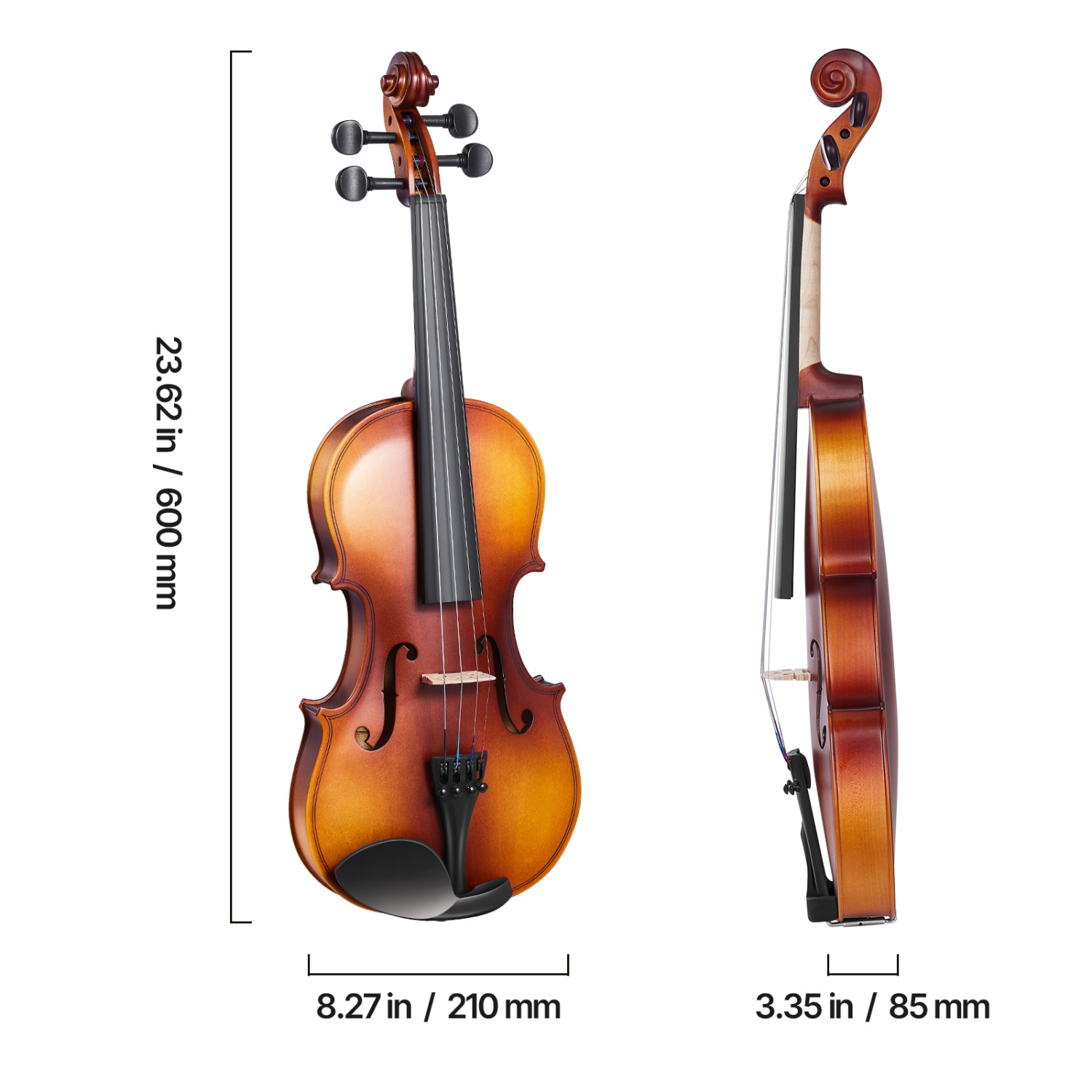 VEVOR 4/4 Full Size Violin for Adults, Violin Fiddle Set for Beginners with Hard Case, Rosin, Bow, Shoulder Rest, Bridge, Tuner and Extra Strings,