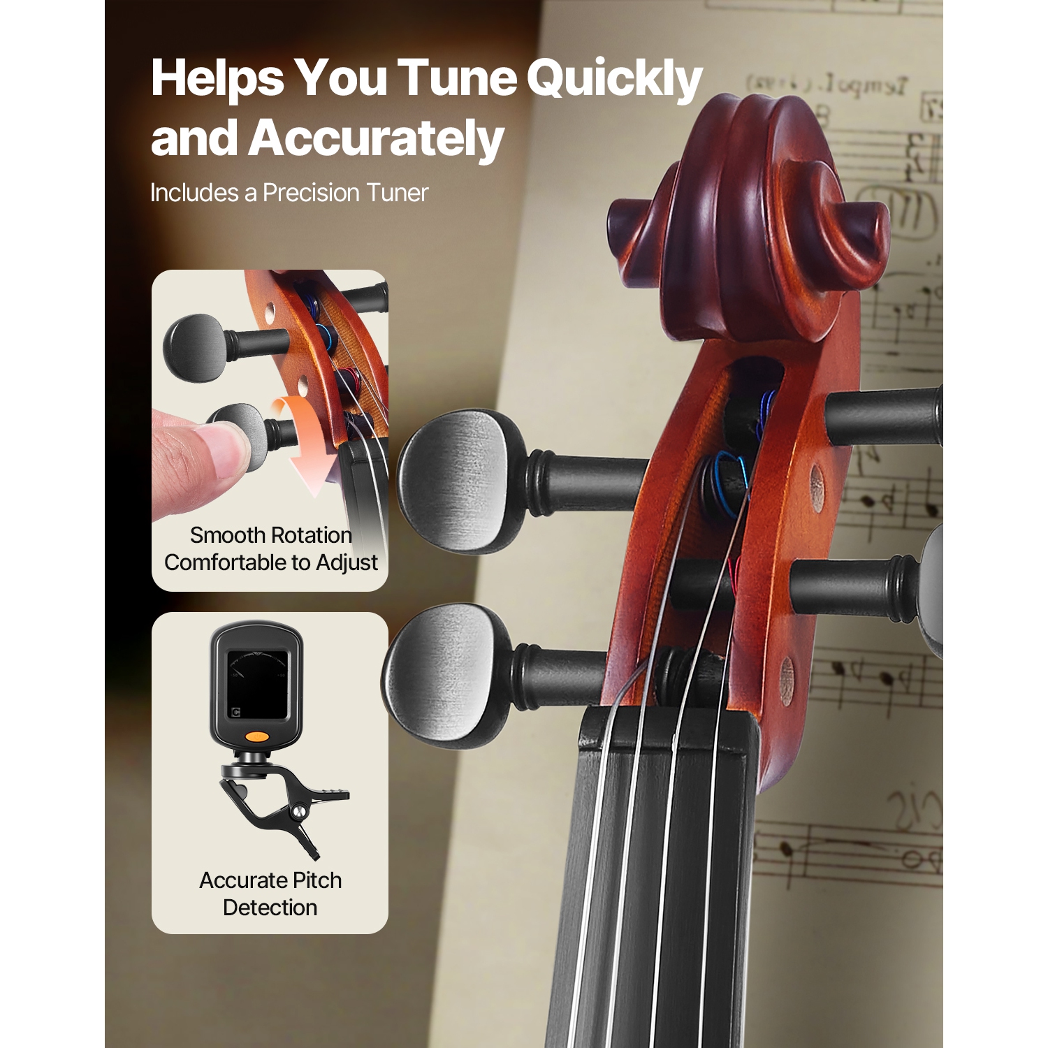 VEVOR 1/2 Size Violin for Adults, Violin Fiddle Set for Beginners Student with Hard Case, Rosin, Bow, Shoulder Rest,Bridge,Tuner and Extra