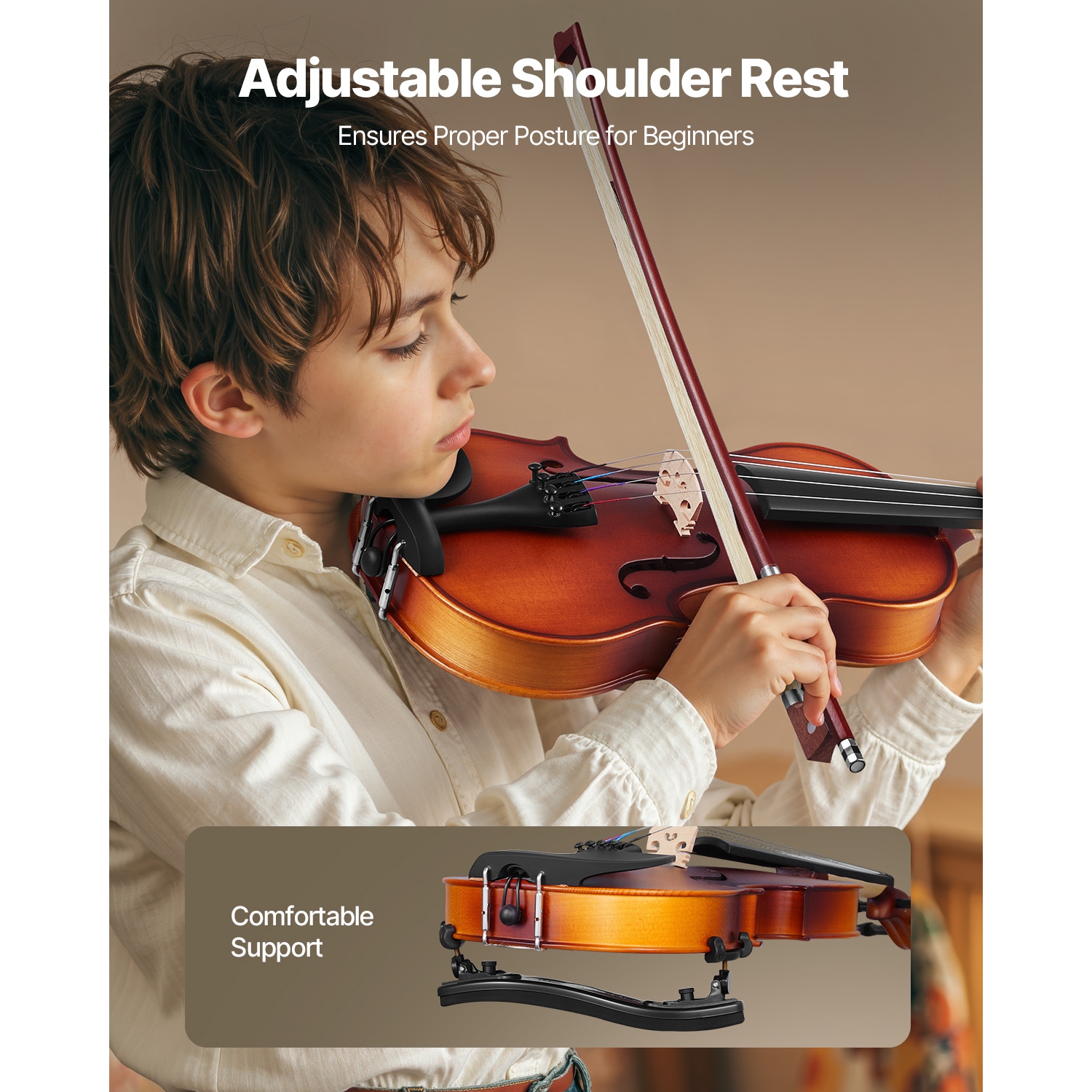 VEVOR 3/4 Size Violin for Adults, Violin Fiddle Set for Beginners with Hard Case, Rosin, Bow, Shoulder Rest, Bridge, Tuner and Extra Strings,