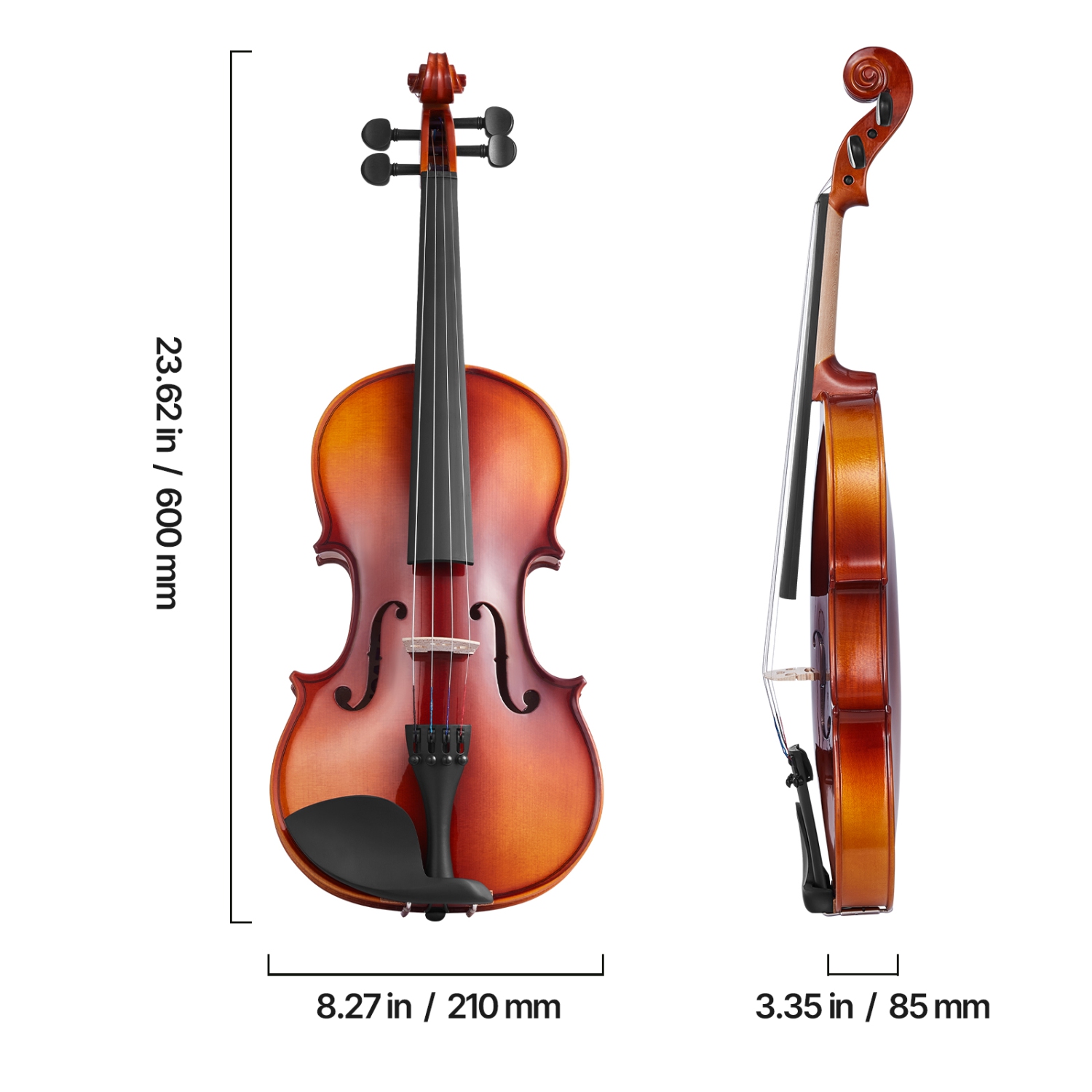 Violon pleine grandeur VEVOR 4/4 pour adultes, ensemble de violon pour étudiant débutant avec étui rigide, rosine, boucle, épaulement, pont, cordes