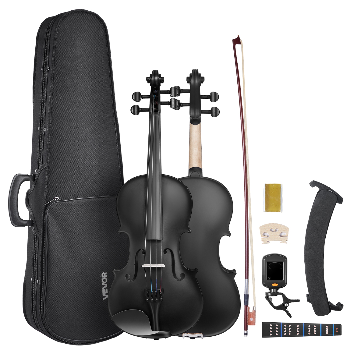 VEVOR 4/4 Full Size Violin for Adults, Violin Fiddle Set for Beginners with Hard Case, Rosin, Bow, Shoulder Rest, Bridge, Tuner and Extra Strings,