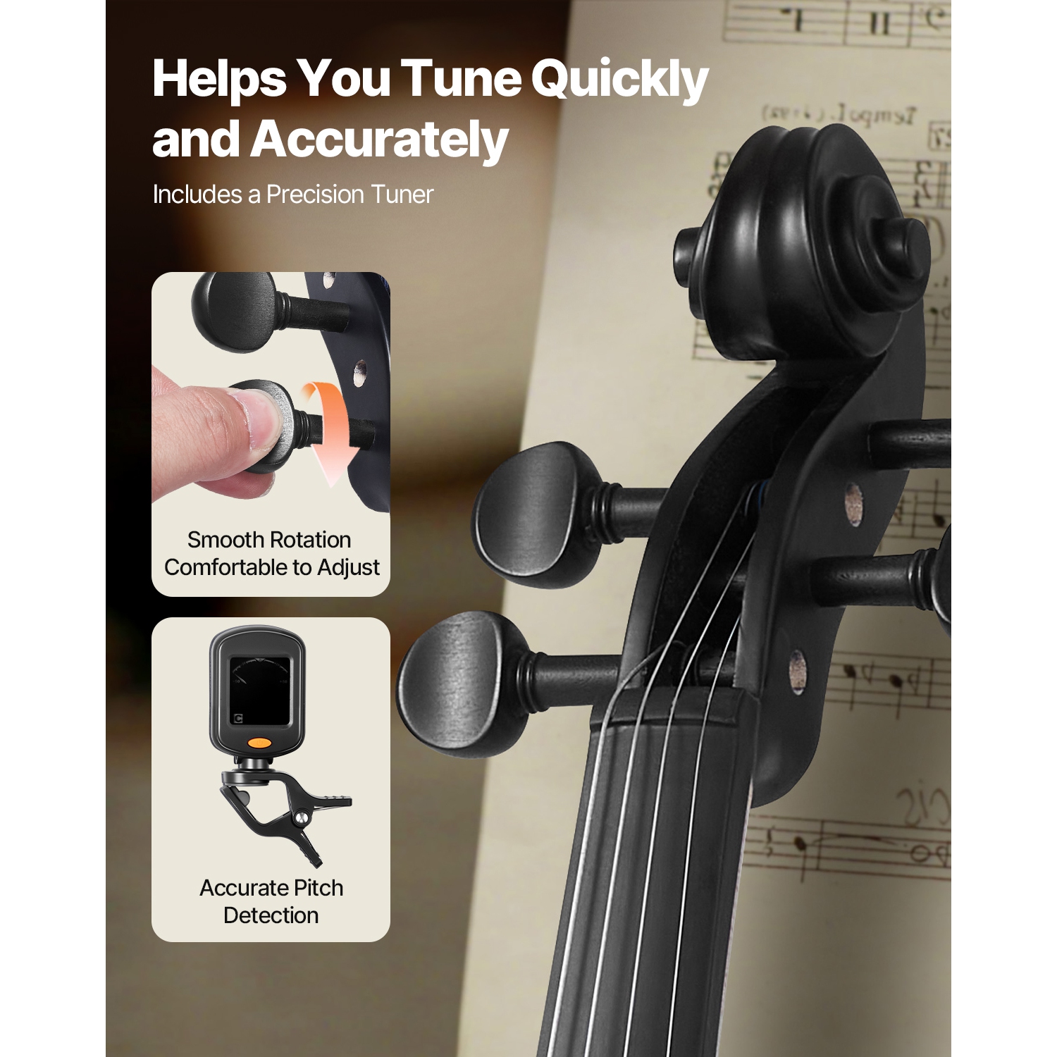 VEVOR 4/4 Full Size Violin for Adults, Violin Fiddle Set for Beginners with Hard Case, Rosin, Bow, Shoulder Rest, Bridge, Tuner and Extra Strings,