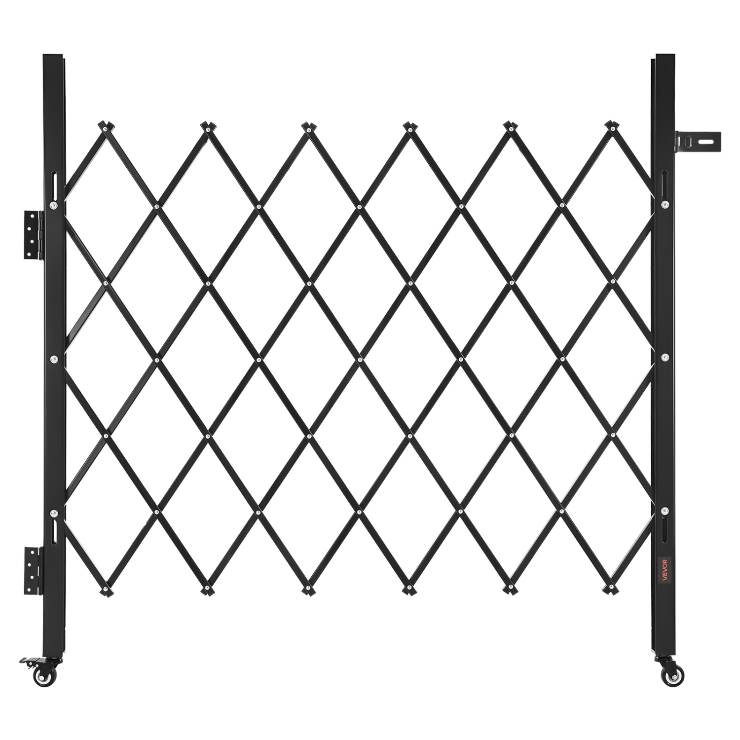 VEVOR 43.31 x 51.57 in Single Folding Security Gate, Lockable Scissor Gate with 360°Swivel Casters, Outdoor Barricade Steel Retractable Gates, for