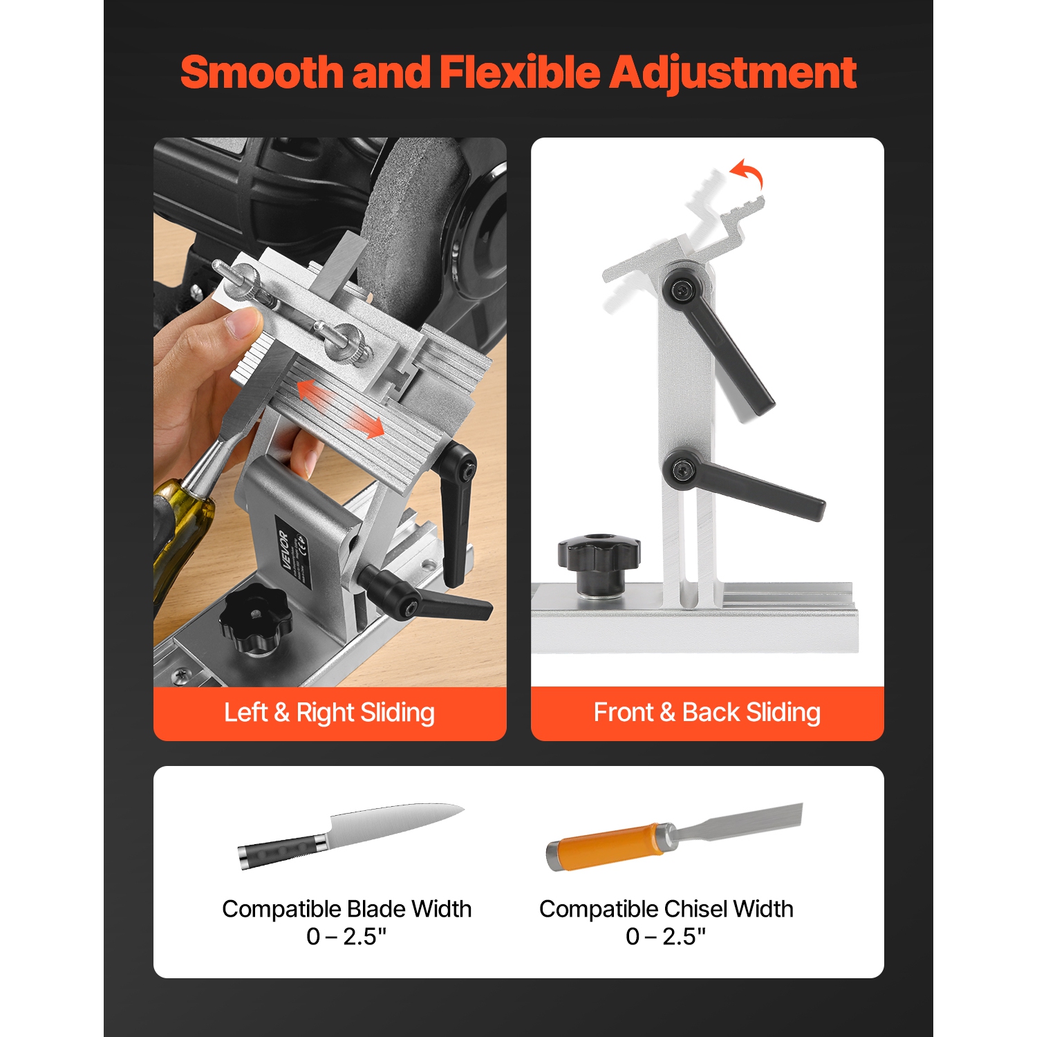 VEVOR Bench Grinder Tool Rest, Adjustable Replacement Tool Rest Sharpening Jig for 6" or 8" Bench Grinder - with Flat Miter Slide for 0 - 2.5 inch
