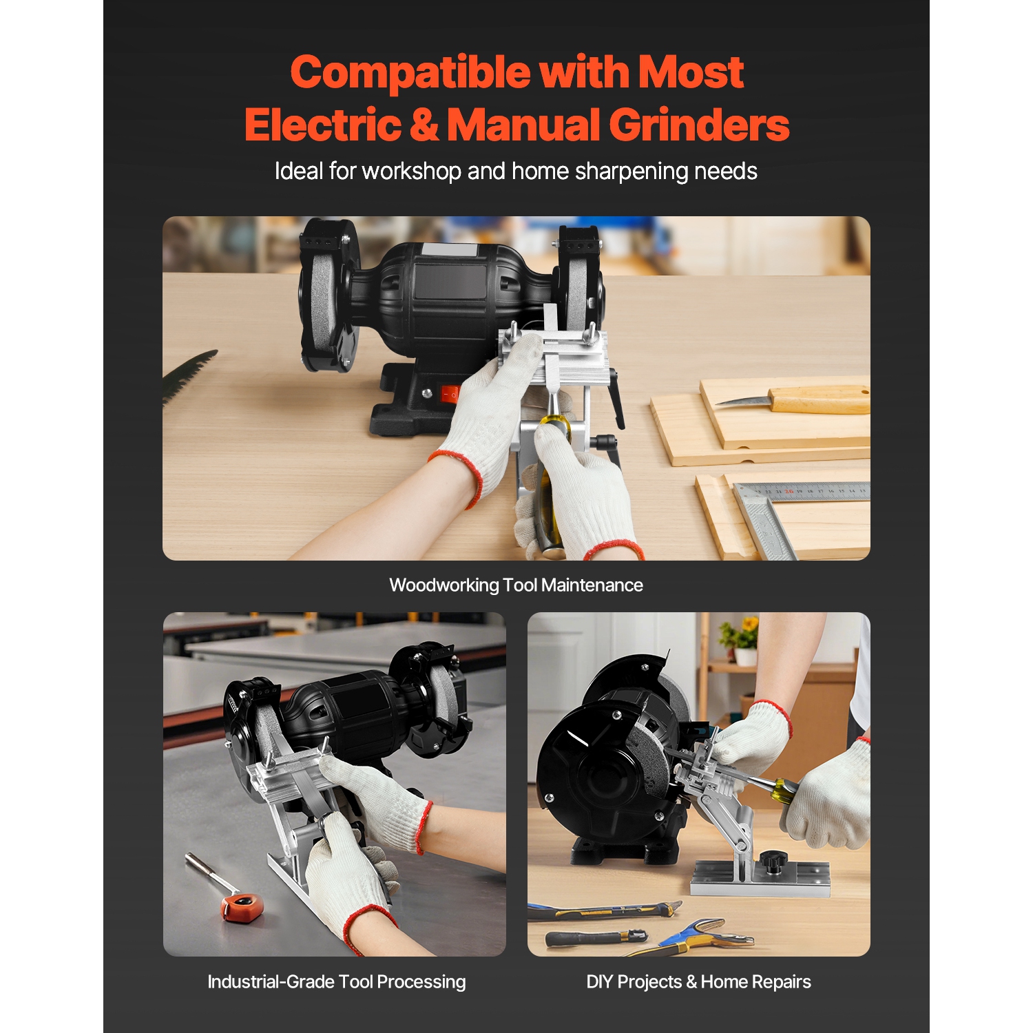 VEVOR Bench Grinder Tool Rest, Adjustable Replacement Tool Rest Sharpening Jig for 6" or 8" Bench Grinder - with Flat Miter Slide for 0 - 2.5 inch