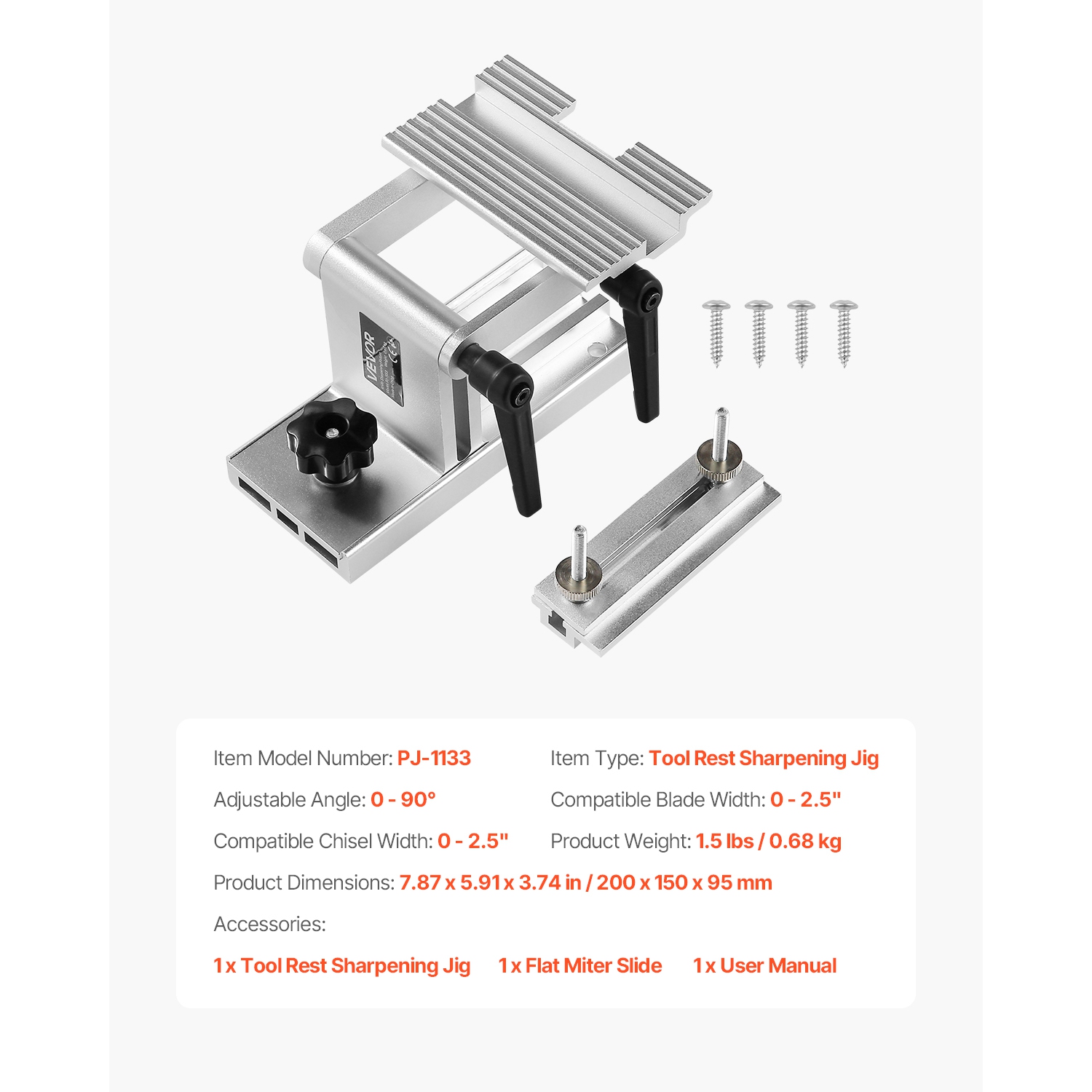 VEVOR Bench Grinder Tool Rest, Adjustable Replacement Tool Rest Sharpening Jig for 6" or 8" Bench Grinder - with Flat Miter Slide for 0 - 2.5 inch