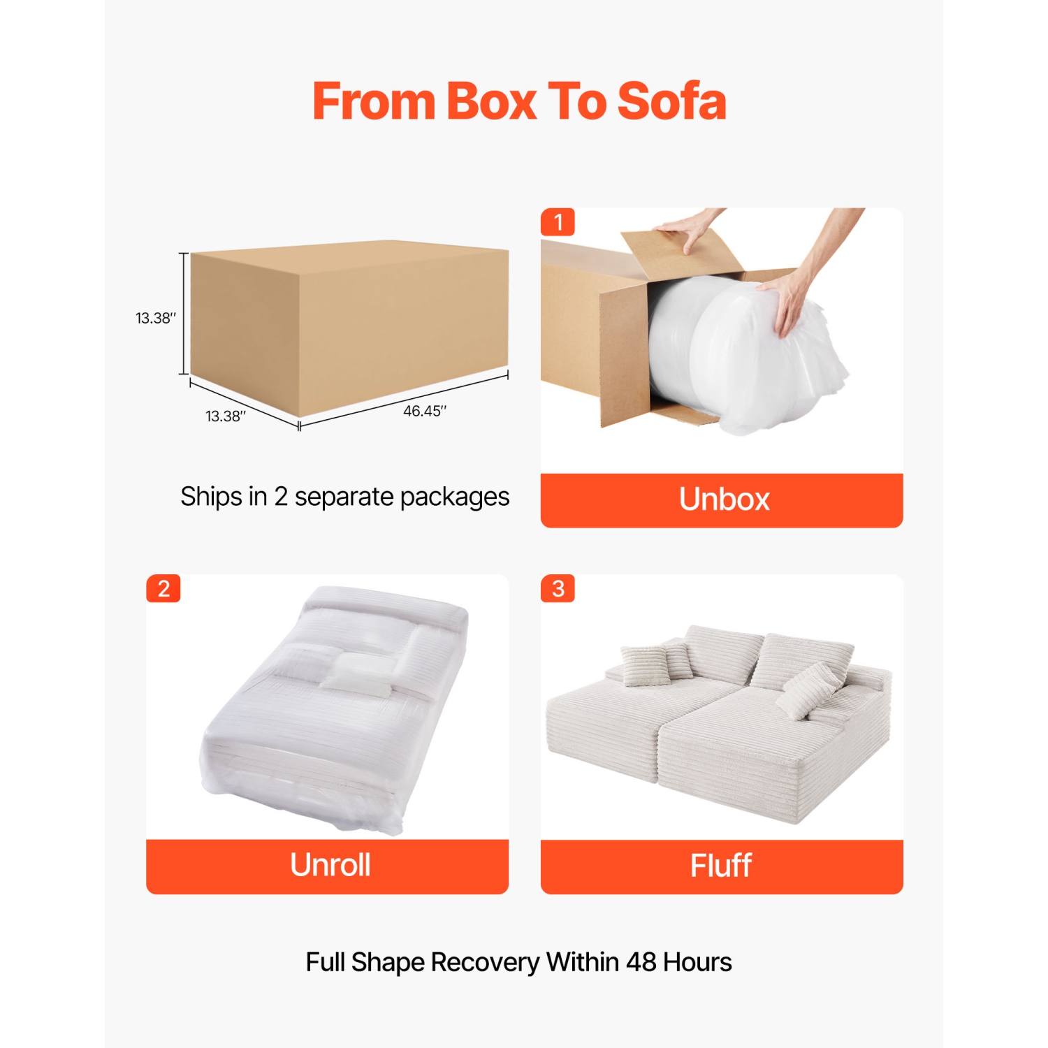 VEVOR 82.7-Inch Oversized Double Chaise Lounge, Corduroy Fabric Sectional Sofa, Cozy Deep Seat Loveseat Sofa with Soft Cushions and Throw Pillows for