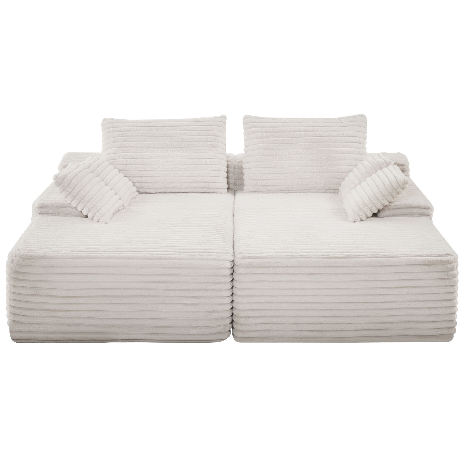 VEVOR 82.7-Inch Oversized Double Chaise Lounge, Corduroy Fabric Sectional Sofa, Cozy Deep Seat Loveseat Sofa with Soft Cushions and Throw Pillows for