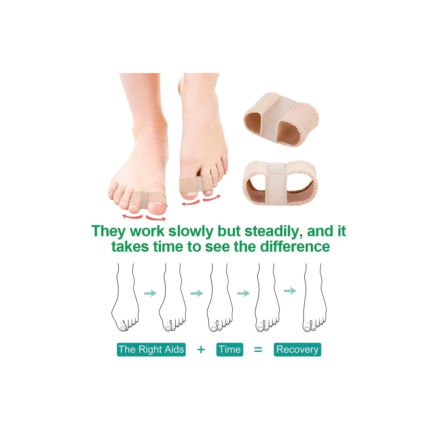 4 pièces de réglage de séparation à deux embouts en silicone Outil de correction efficace de raccord Hallux Valgus correcteur de raidisseur de