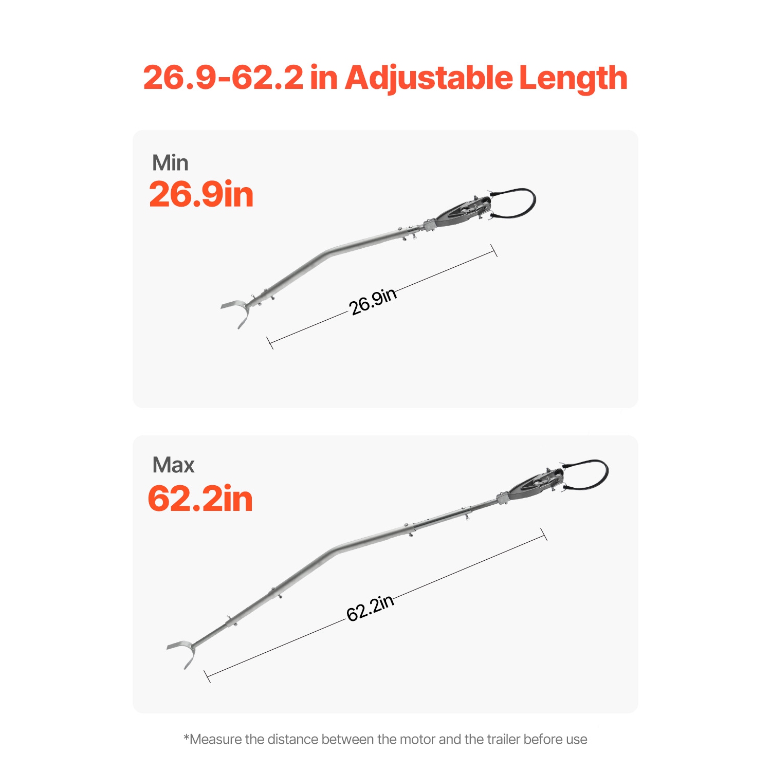 VEVOR 26.9-62.2 in Transom Saver, Adjustable Boat Transom Saver with Heavy-Duty Head, Corrosion-Resistant Easy-to-Install Transom Savers for Less