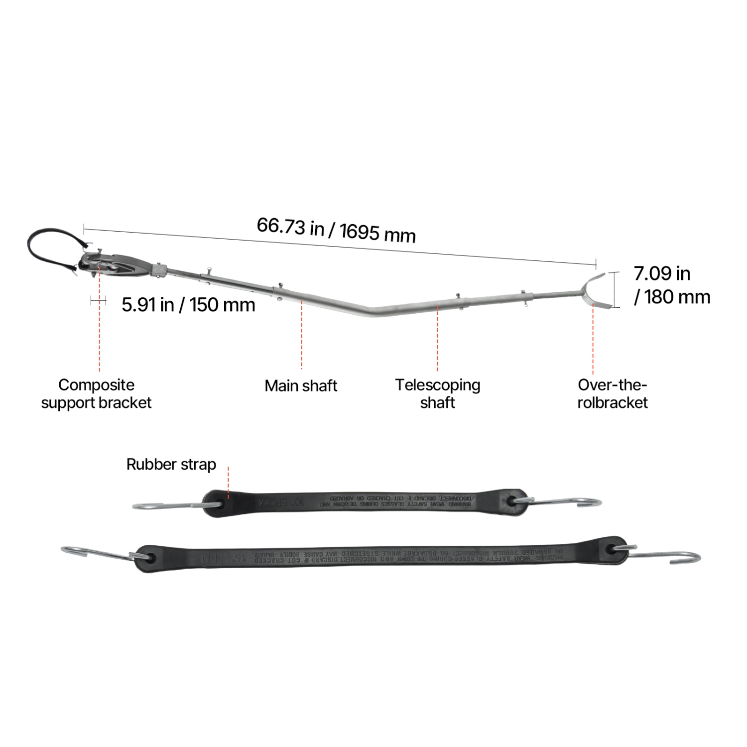 VEVOR 26.9-62.2 in Transom Saver, Adjustable Boat Transom Saver with Heavy-Duty Head, Corrosion-Resistant Easy-to-Install Transom Savers for Less