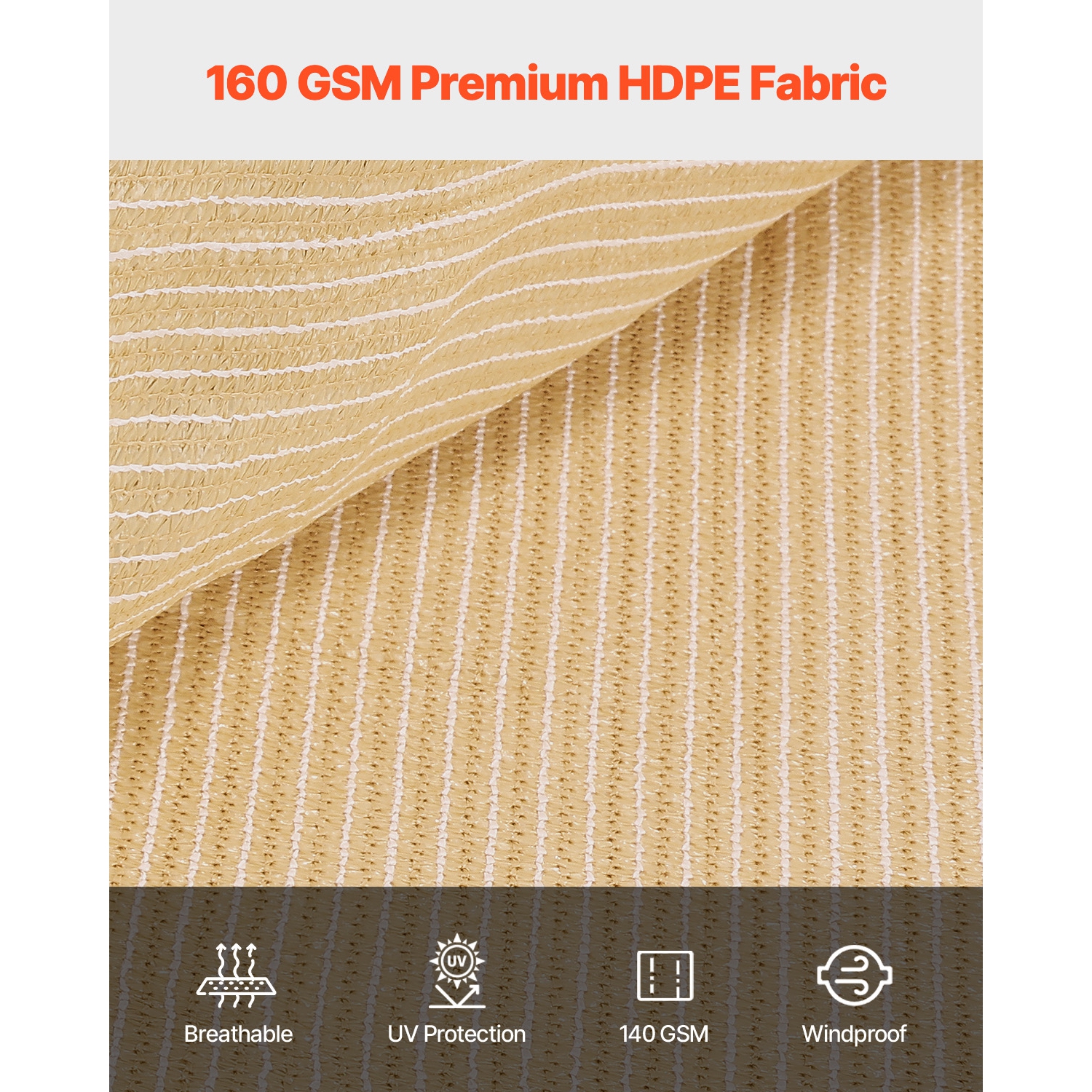 VEVOR 90% Sun Shade Cloth, 12 x 20 ft Pergola Shade Cover with Stainless Steel Grommets, Sun Shades Canopy Privacy Screen with 160 GSM HDPE Material,