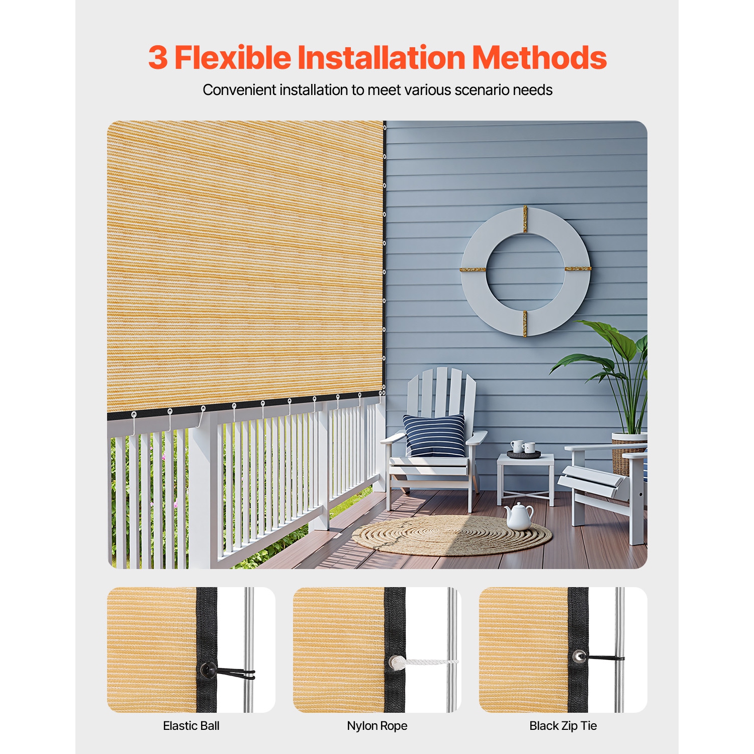 VEVOR 90% Sun Shade Cloth, 12 x 20 ft Pergola Shade Cover with Stainless Steel Grommets, Sun Shades Canopy Privacy Screen with 160 GSM HDPE Material,