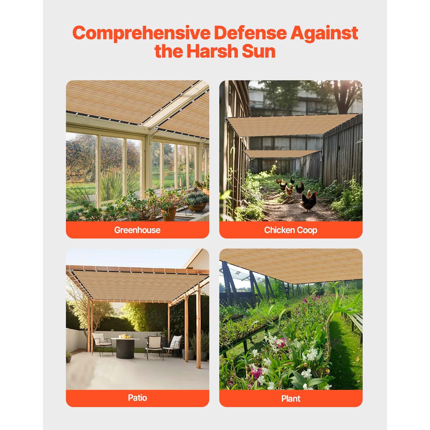 VEVOR 90% Sun Shade Cloth, 12 x 20 ft Pergola Shade Cover with Stainless Steel Grommets, Sun Shades Canopy Privacy Screen with 160 GSM HDPE Material,