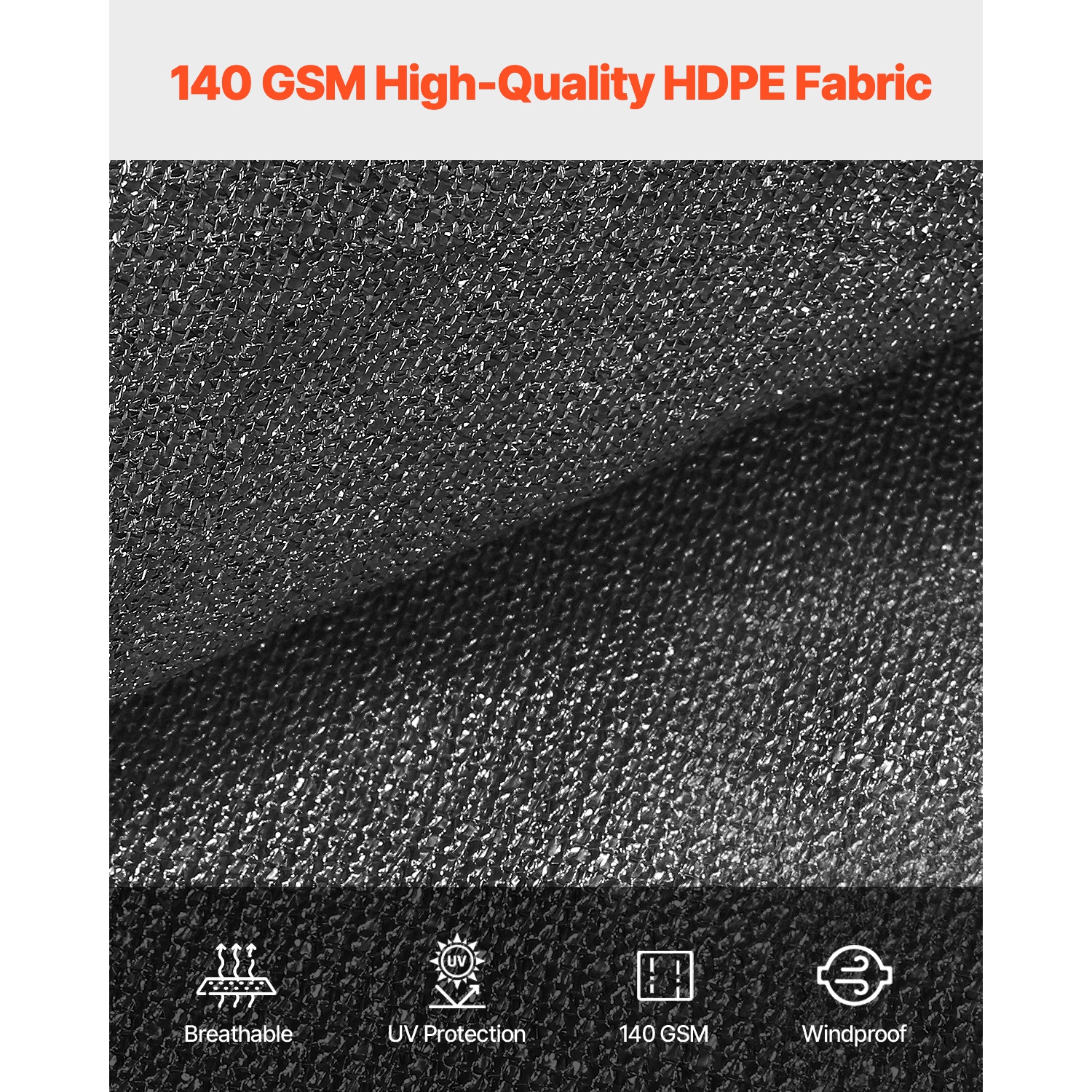 VEVOR 90% Sun Shade Cloth, 10 x 12 ft Pergola Shade Cover with Stainless Steel Grommets, Sun Shades Canopy Privacy Screen with 140 GSM HDPE Material,