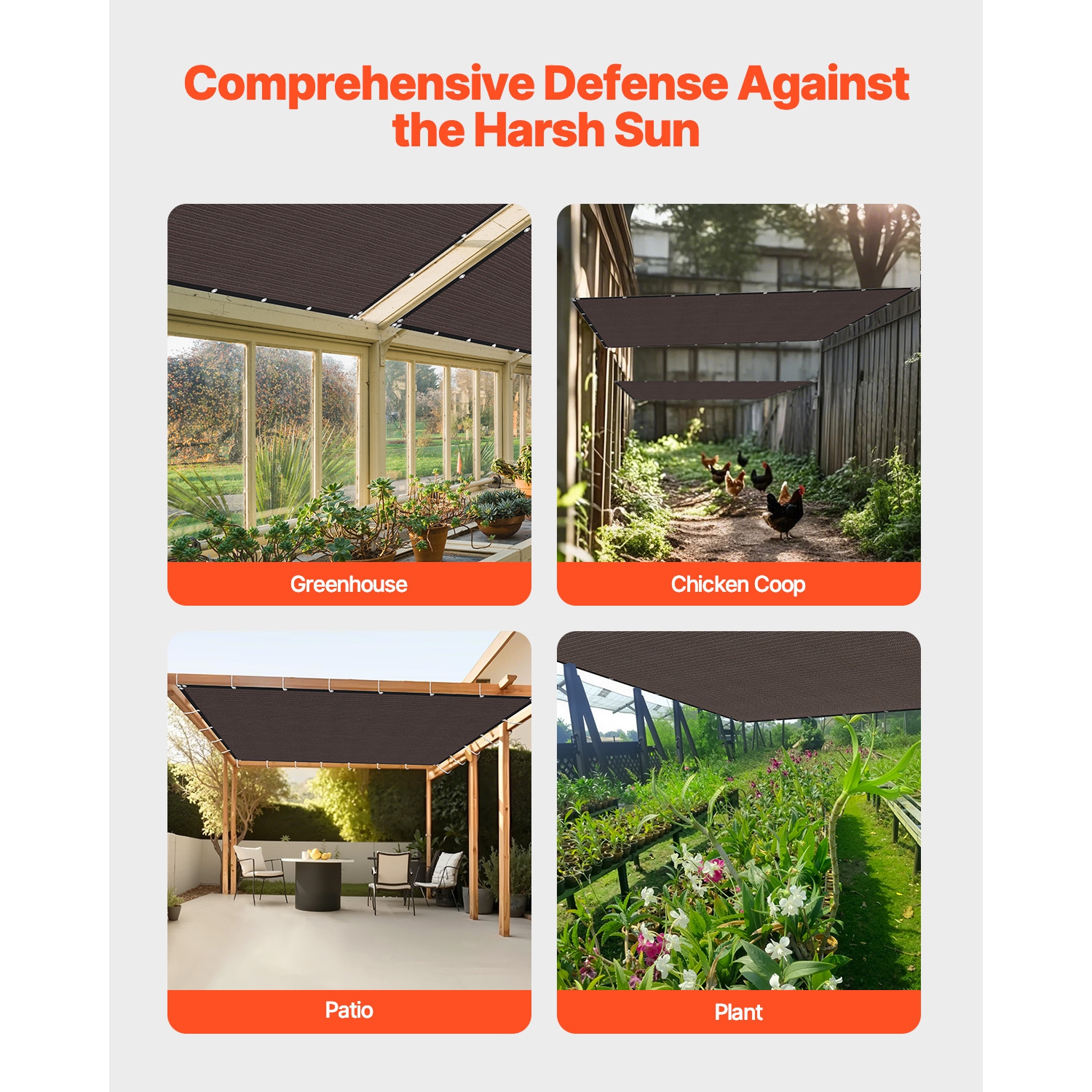 Tissu de pare-soleil VEVOR 90 %, 10 couvre-abat-jour en pergola 12&nbsp;pi avec oeillets en acier inoxydable, pare-soleil auvent avec matériau en