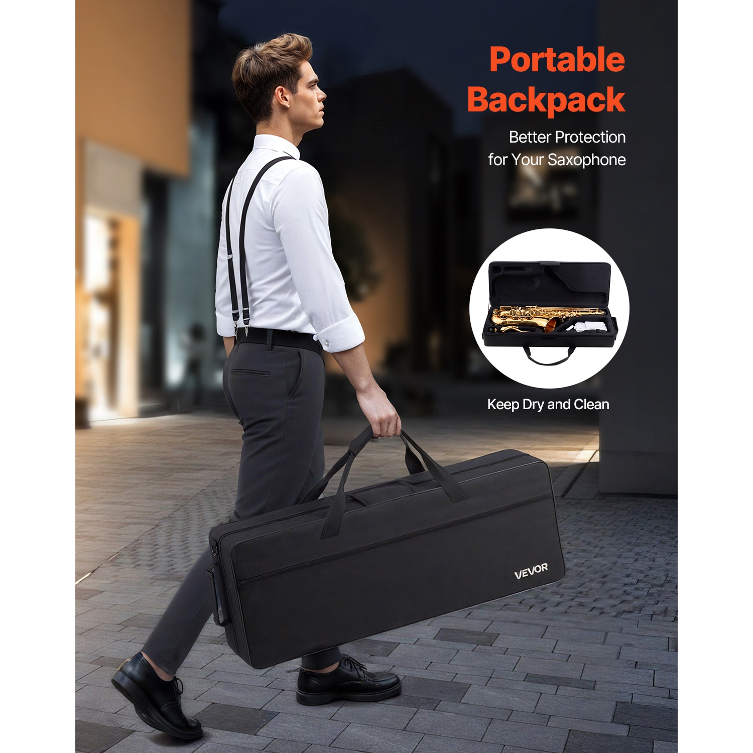 VEVOR 23 Keys Tenor Saxophone, B Flat, Professional Brass Saxophone Beginner Kit with Carrying Case, Mouthpiece, Straps, Cleaning Cloth, Gloves, Neck