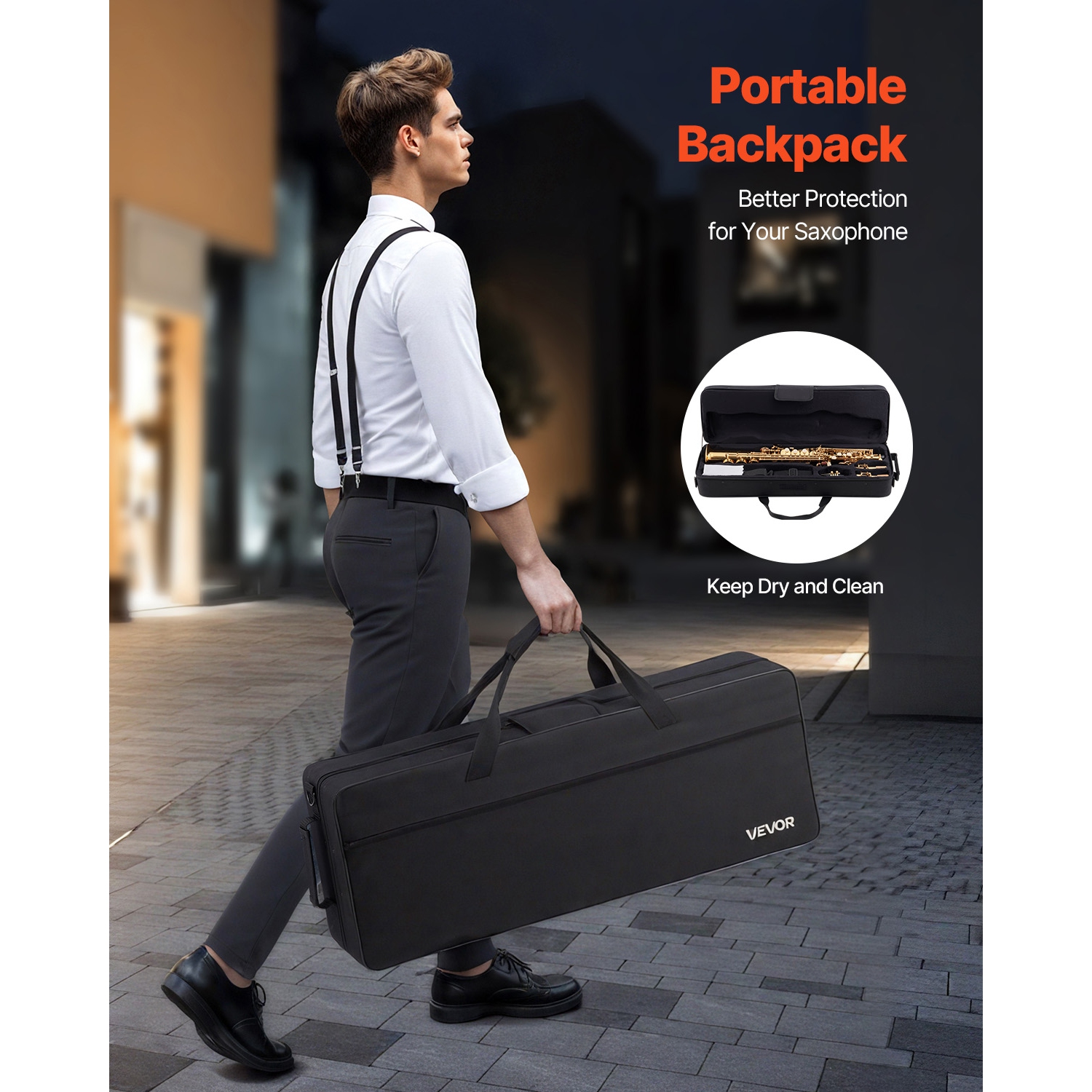 VEVOR 23 Keys Straight Soprano Saxophone, B Flat, Brass Saxophone Beginner Kit with Carrying Case, Mouthpiece, Cleaning Cloth Rod, Gloves, Neck