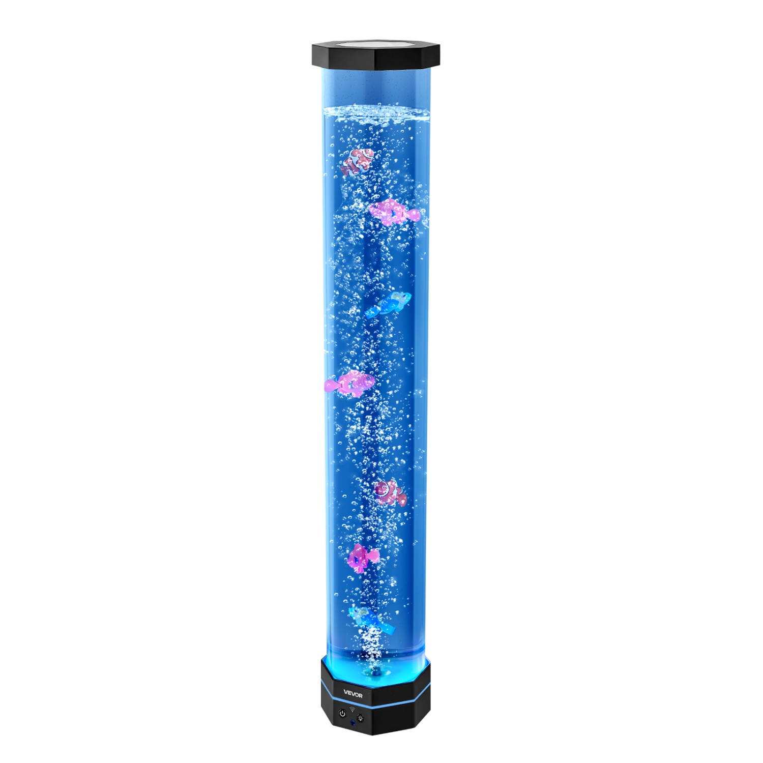 VEVOR Sensory Bubble Tube Lamp, 2.67 ft Bubble Fish Tube, Sensory Aquarium Lamp with 6 Floating Fish & 16 Color Effects, Remote Control, Stress
