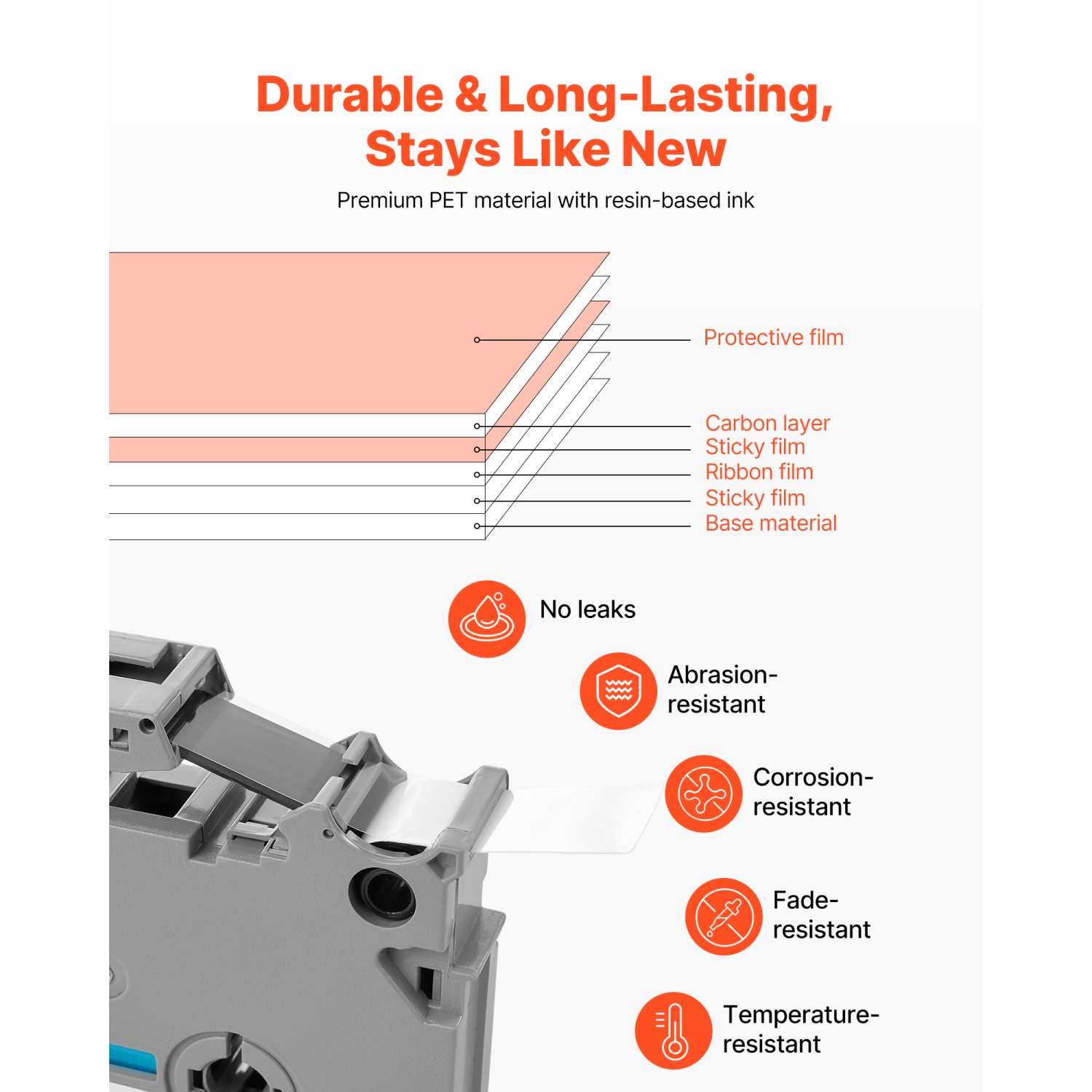 VEVOR 6 Pack Label Maker Tape,0.47 in / 12 mm Colored Label Maker Refills Compatible for Various Brother P-Touch,Replacement for Tag TZe-131 TZe-231