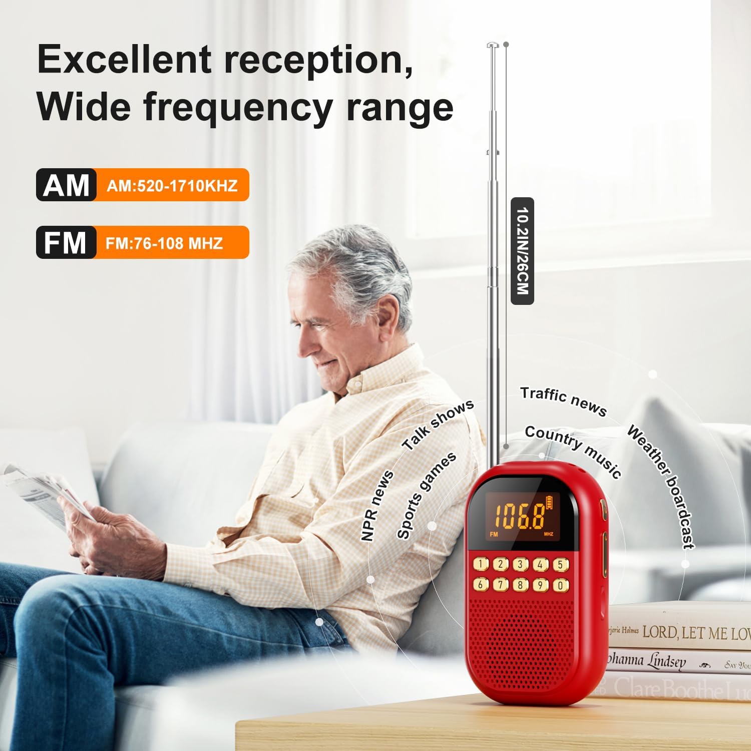 Pocket AM FM Radio,Rechargeable Bluetooth Radio,Portable Small Radio with Speaker Stereo Earphone Sleep Timer,Multi-band Mini Radio for Jogging