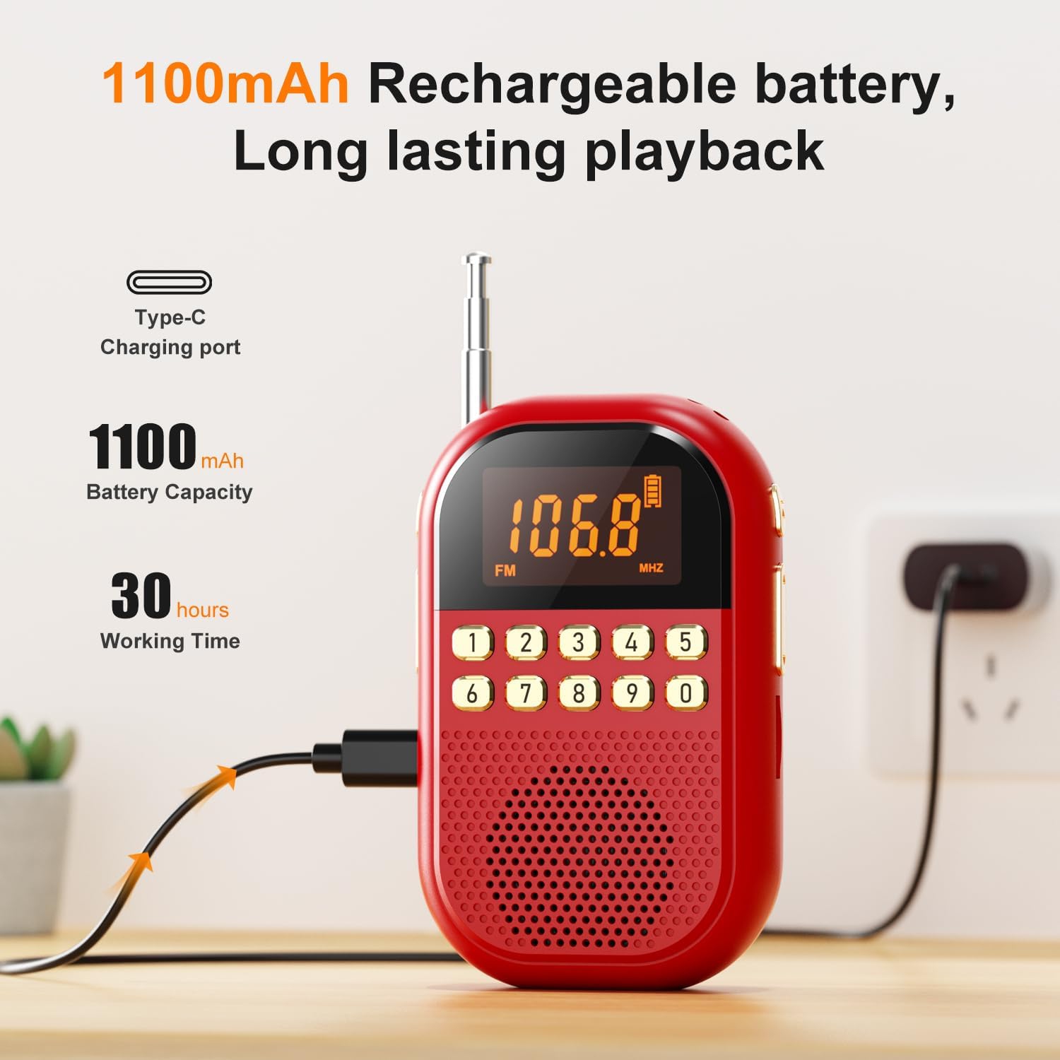Pocket AM FM Radio,Rechargeable Bluetooth Radio,Portable Small Radio with Speaker Stereo Earphone Sleep Timer,Multi-band Mini Radio for Jogging