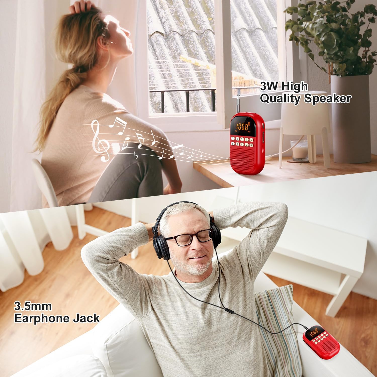 Pocket AM FM Radio,Rechargeable Bluetooth Radio,Portable Small Radio with Speaker Stereo Earphone Sleep Timer,Multi-band Mini Radio for Jogging