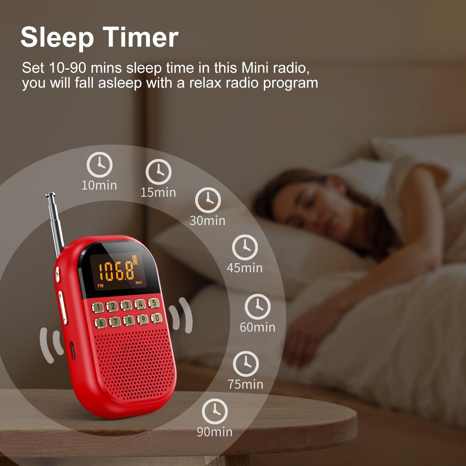 Pocket AM FM Radio,Rechargeable Bluetooth Radio,Portable Small Radio with Speaker Stereo Earphone Sleep Timer,Multi-band Mini Radio for Jogging